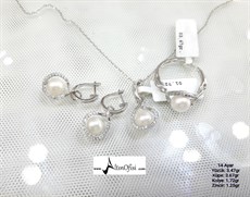 İnci Taşlı Set 14 ayar Altın