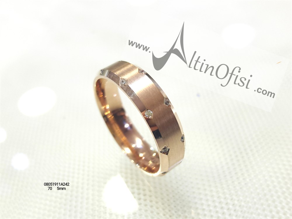 Taşlı Alyans 5mm Genişlik 14 ayar altın