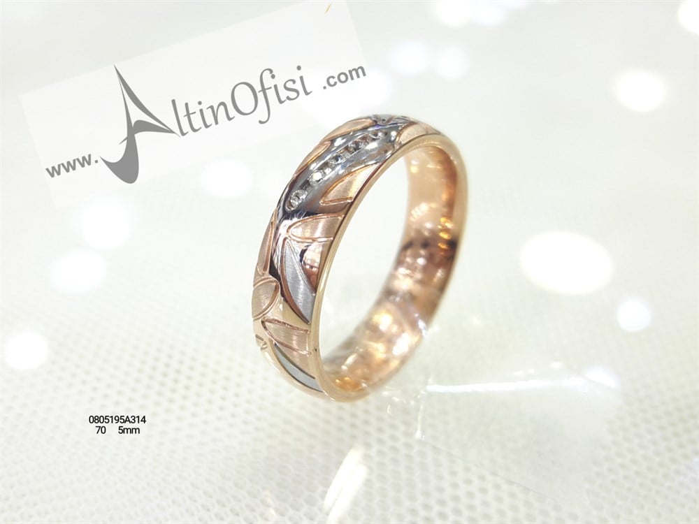 Taşlı Alyans 5mm Genişlik 14 ayar altın