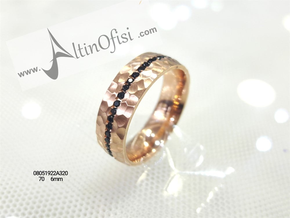 Taşlı Alyans 6mm Genişlik 14 ayar altın