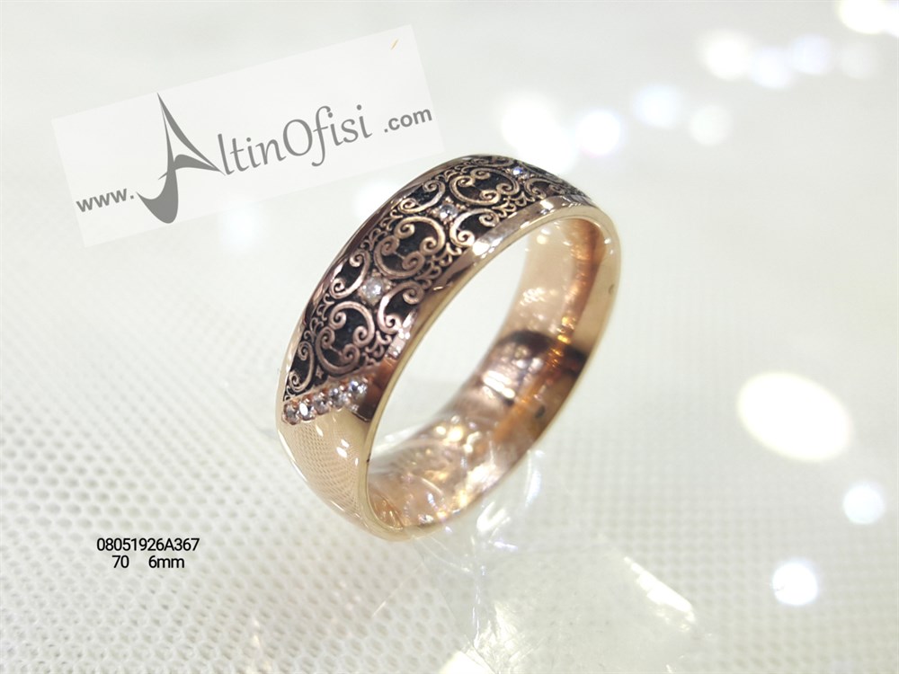 Taşlı Alyans 6mm Genişlik 14 ayar altın