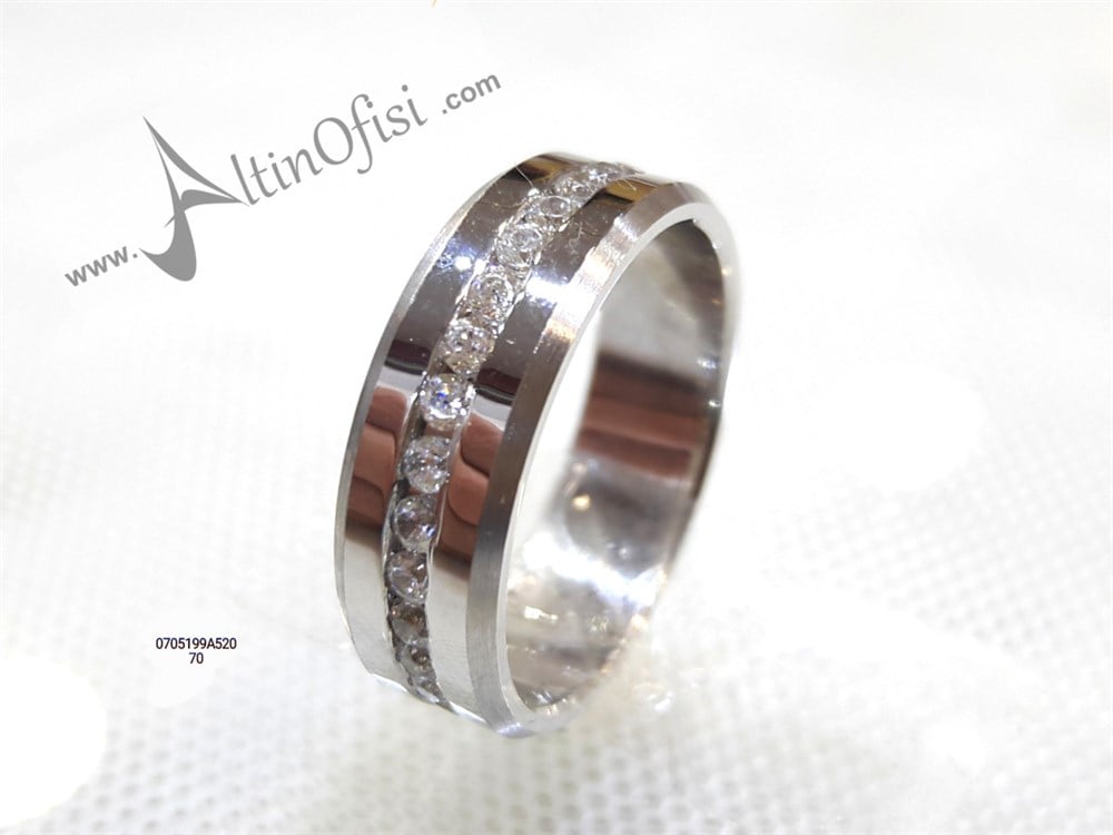 Taşlı Alyans 6mm Genişlik 14 ayar altın