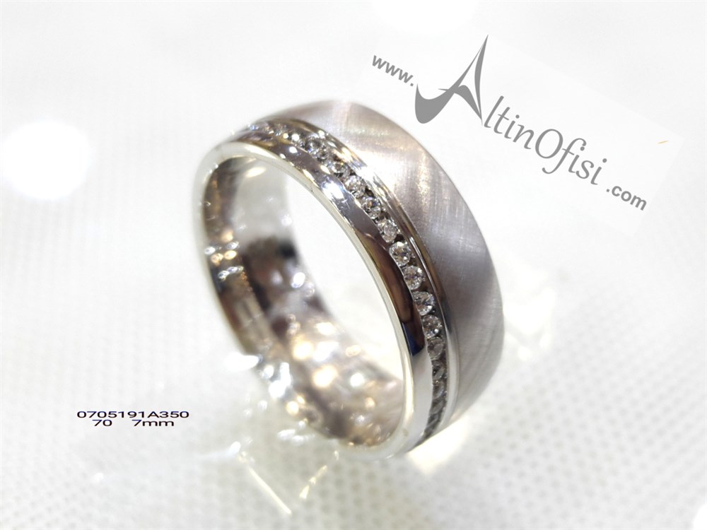 Taşlı Alyans 7mm Genişlik 14 ayar altın