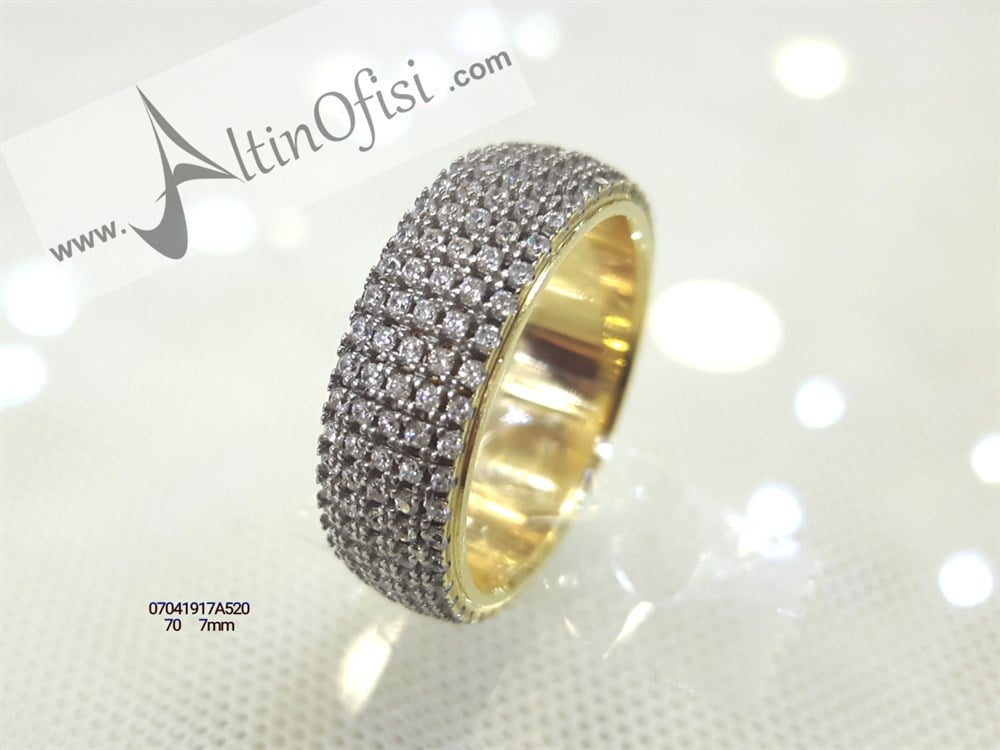 Taşlı Alyans 7mm Genişlik 14 ayar altın