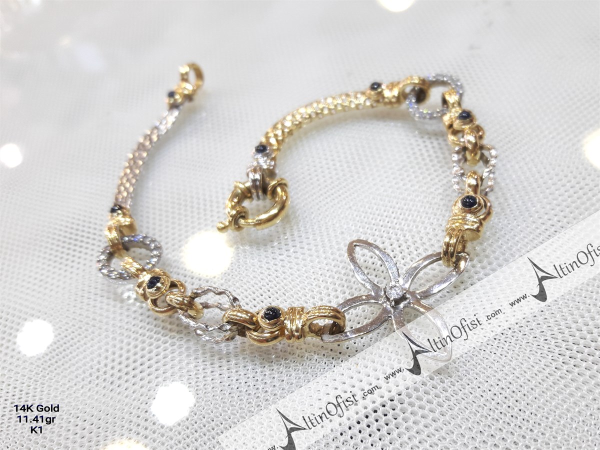 Çiçek Zincir Künye 14 Ayar Altın