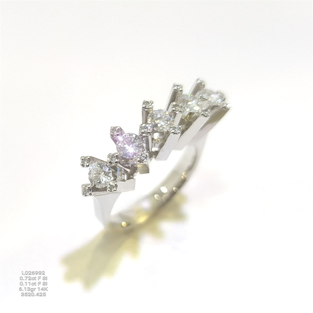 Pırlanta Beş Taş Yüzük 0.72ct F 14K Altın