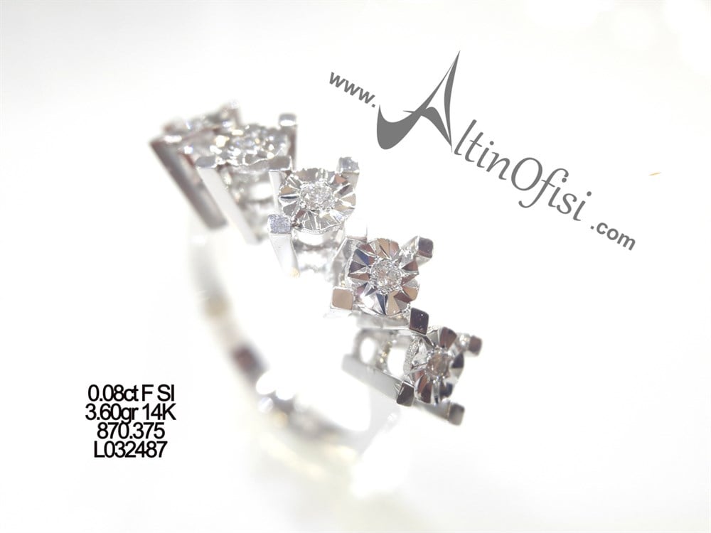 Pırlanta Efekli Beş Taş 0.08ct F SI 14K Altın 3.60gr