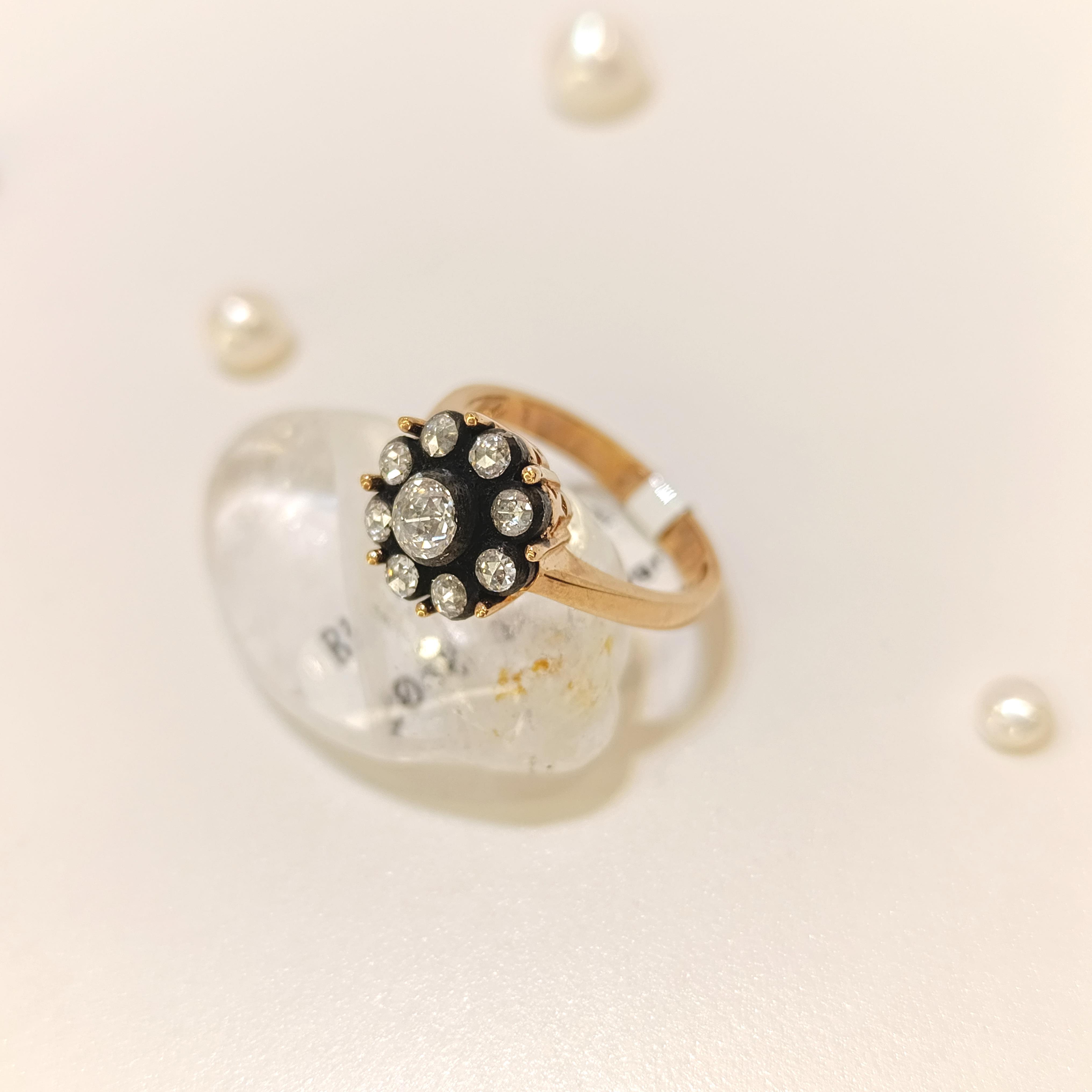 0.44ct Elmas Gül Modeli Yüzük 8K Altın HD videolu