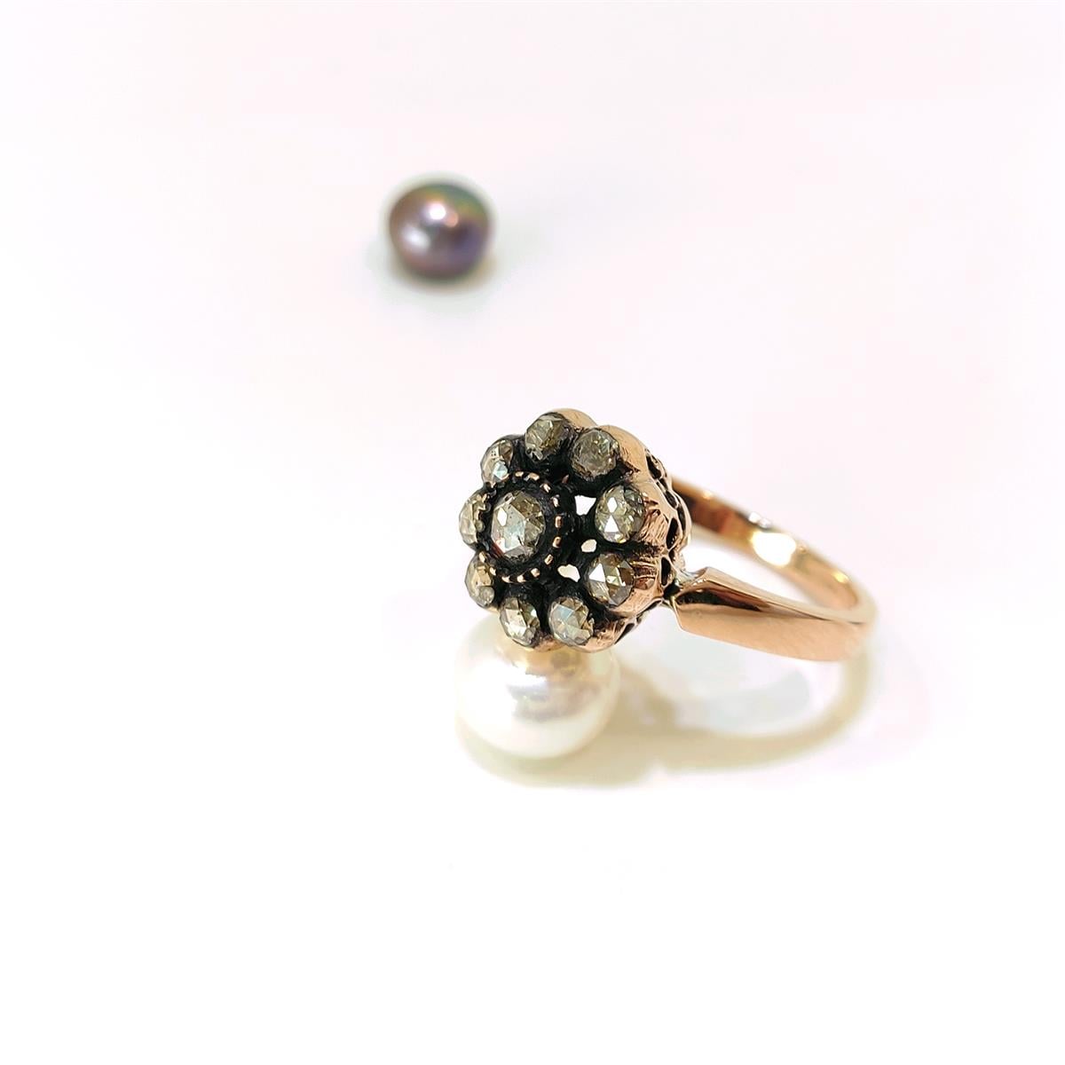 0.32ct Elmas Gül Modeli Yüzük 8K Altın HD VİDEOLU