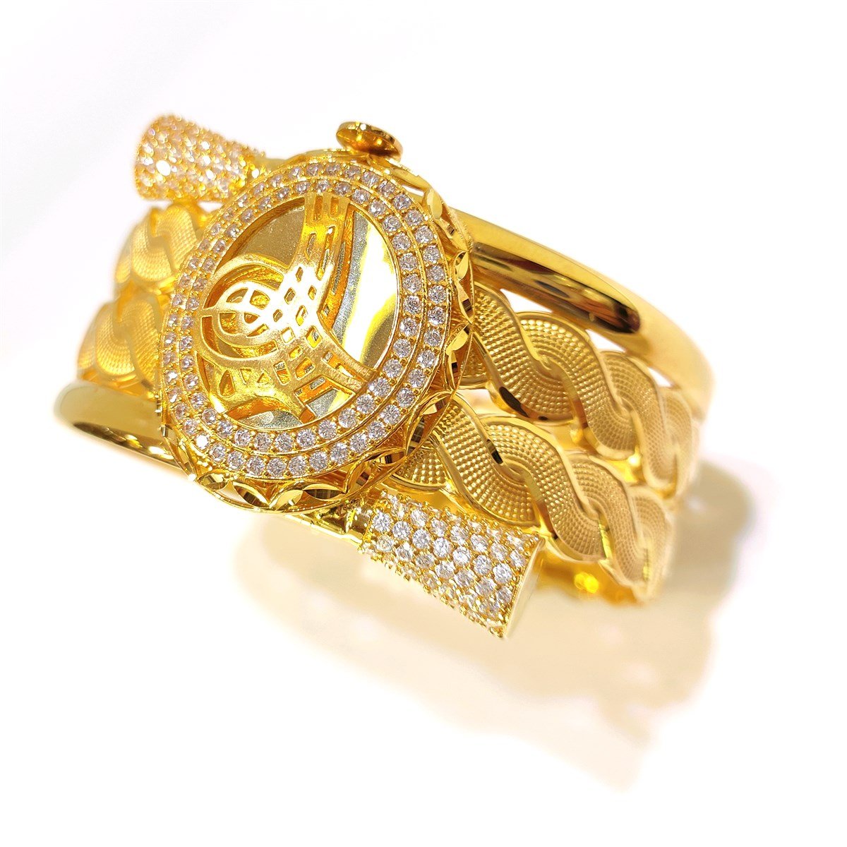 Tuğralı Kelepçe Bilezik 14 Ayar Altın HD VİDEOLU