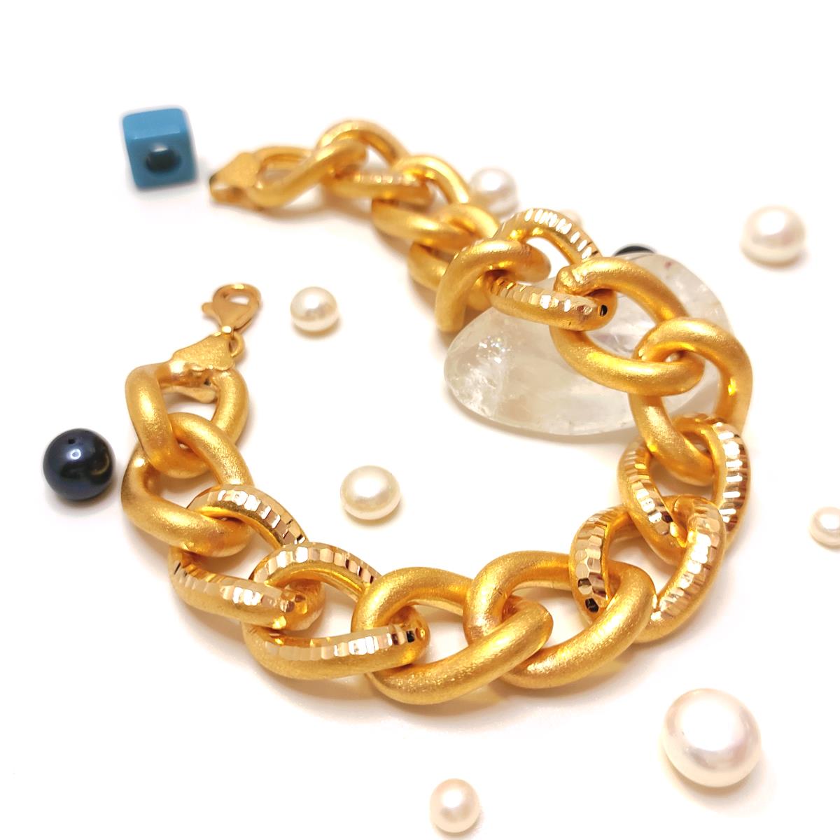 14mm Kumlu Zincir Bileklik Künye 22 Ayar Altın HD VİDEOLU