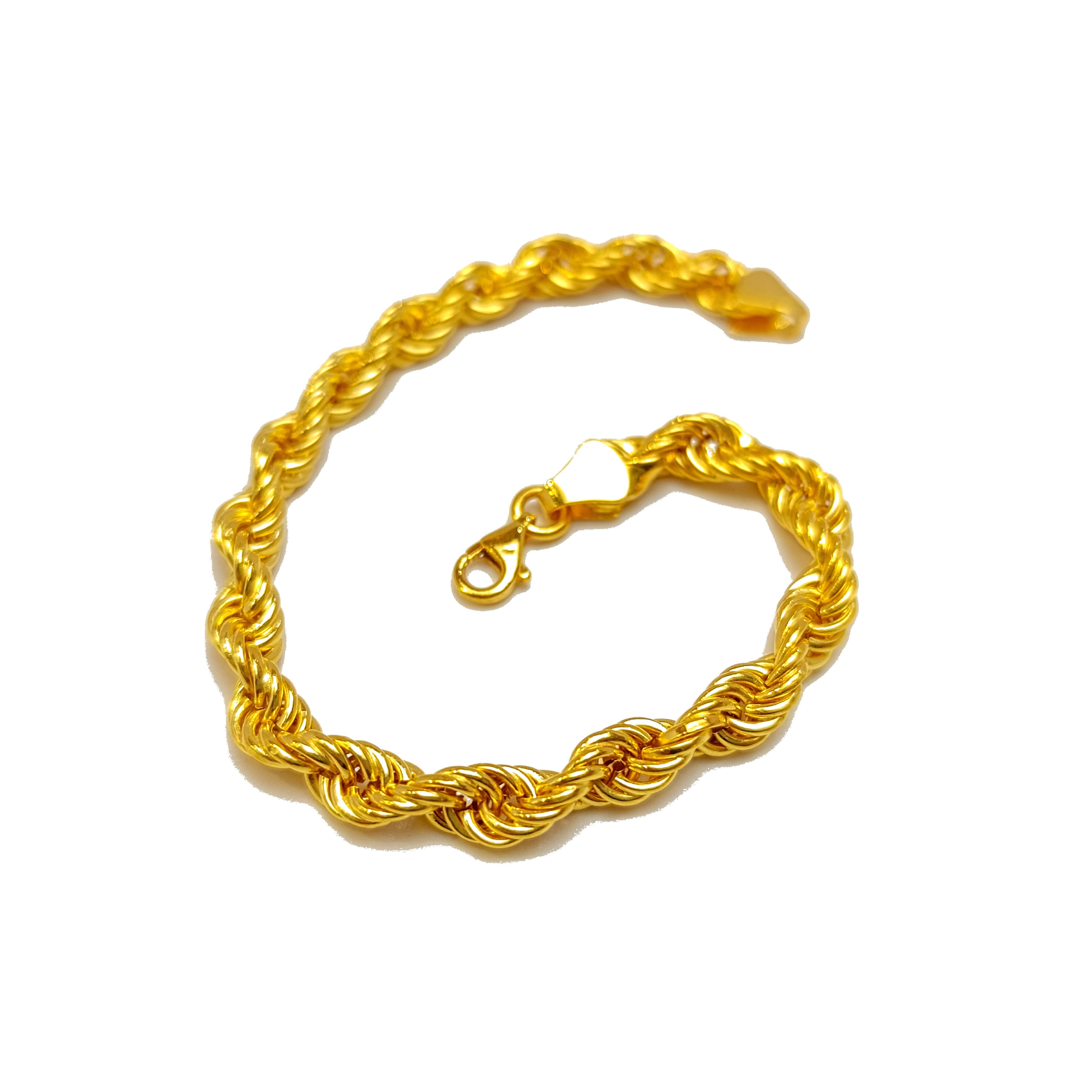 18.5cm 5.4mm Halat Zincir Bileklik Künye 22 Ayar Altın HD VİDEOLU