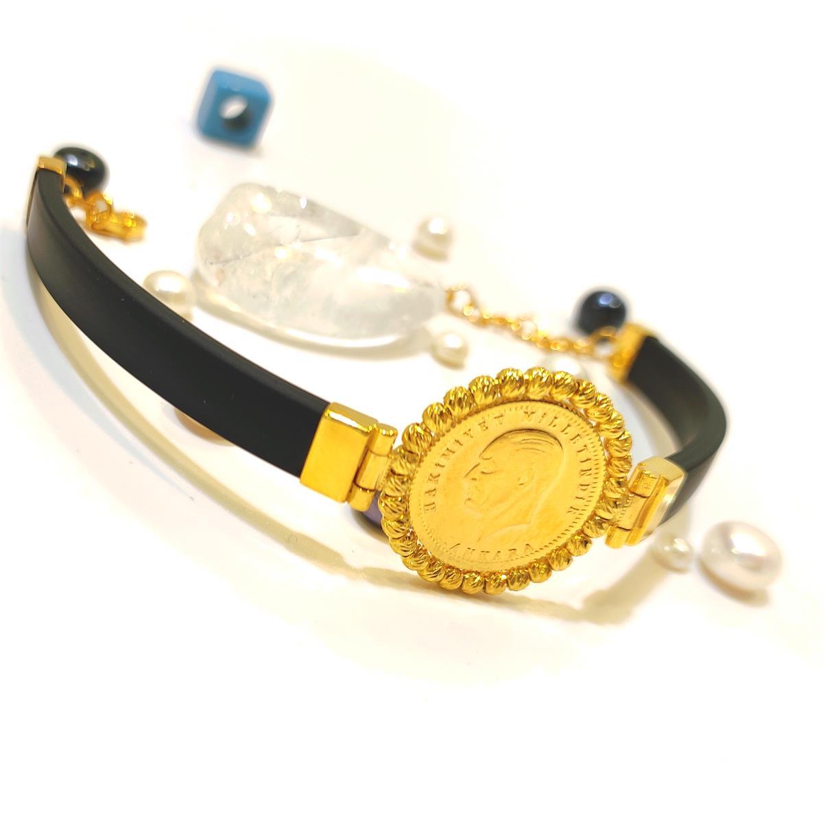 AtaliraYarım Altınlı Dorika Toplu Silikon Bileklik 22 Ayar+14 ayar HD VİDEOLU