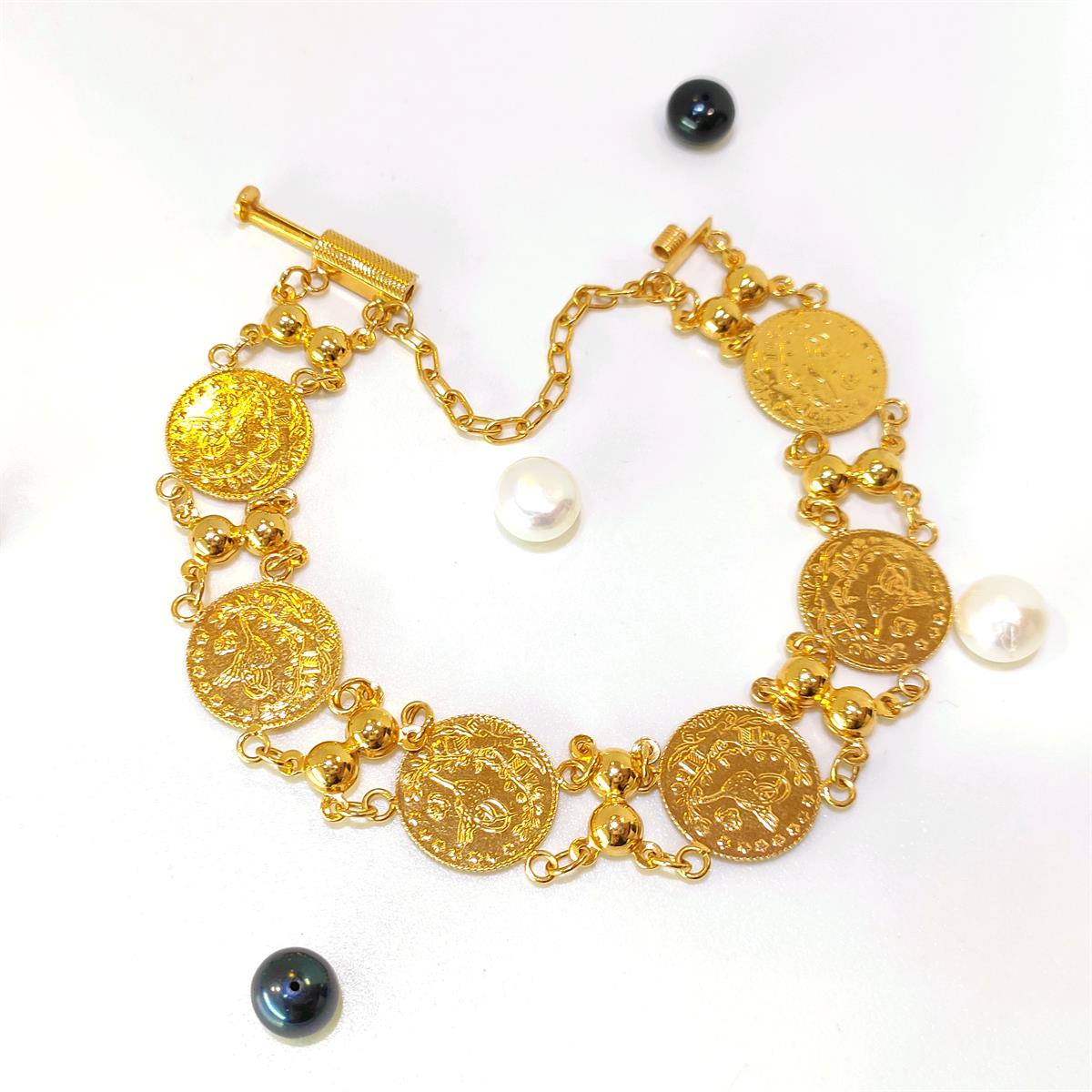 Reşat Çeyrekli Künye Bileklik  22 Ayar Altın 