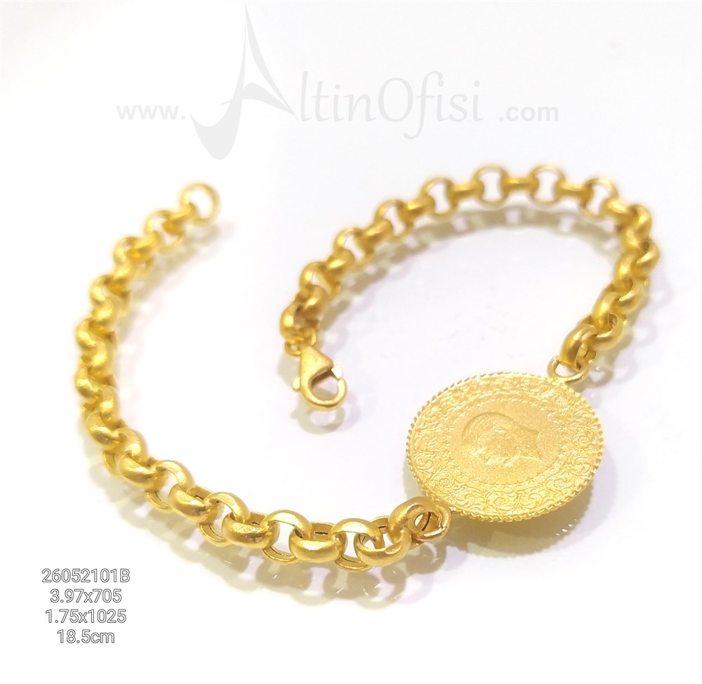 ÖZEL MAT Çeyrek Altınlı Doç Zincirli Künye Bileklik Altın