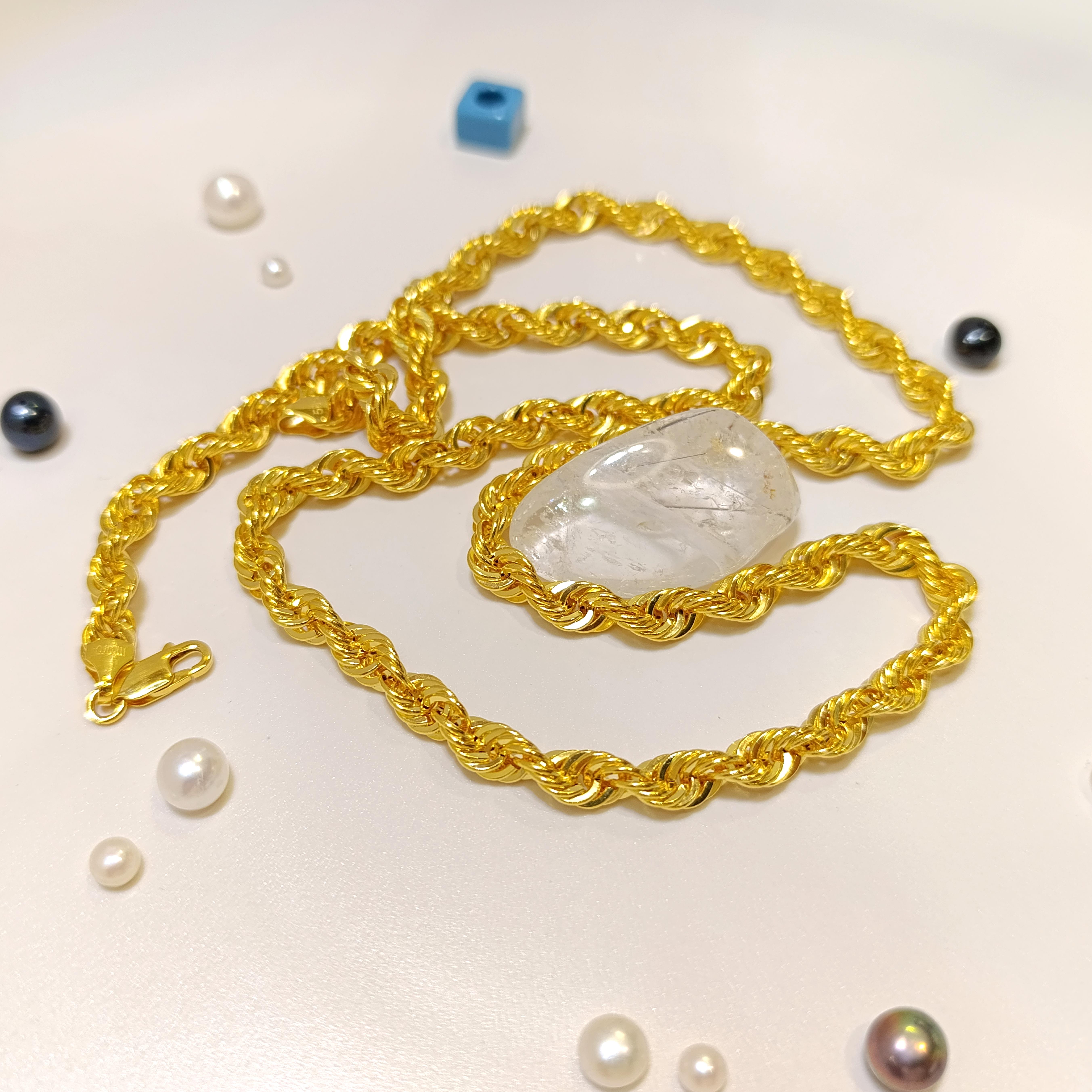 60cm 5.8mm Halat Zincir Kolye 14 Ayar Altın HD VİDEOLU