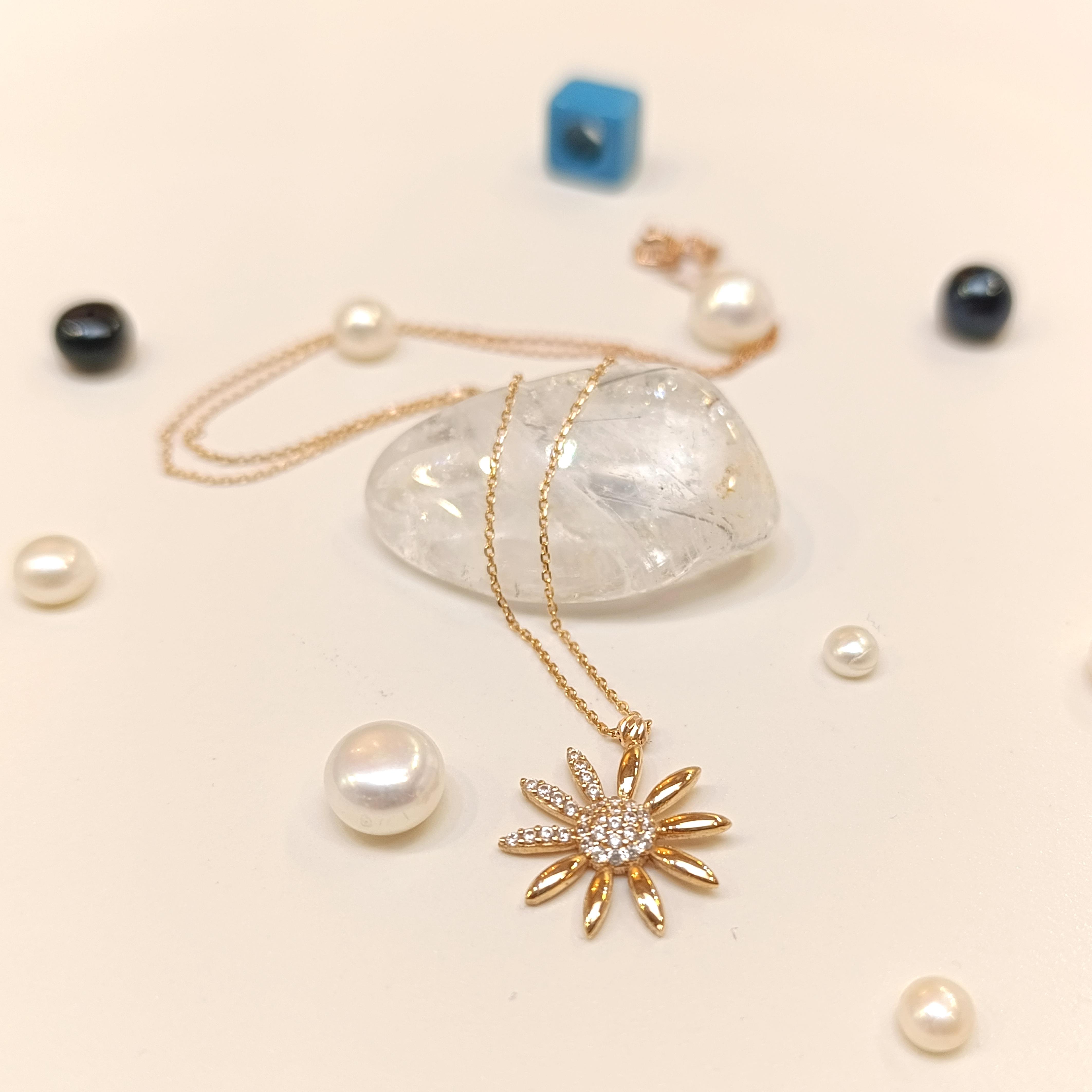 Ay Çiçeği Kolye 14 Ayar Altın HD VİDEOLU