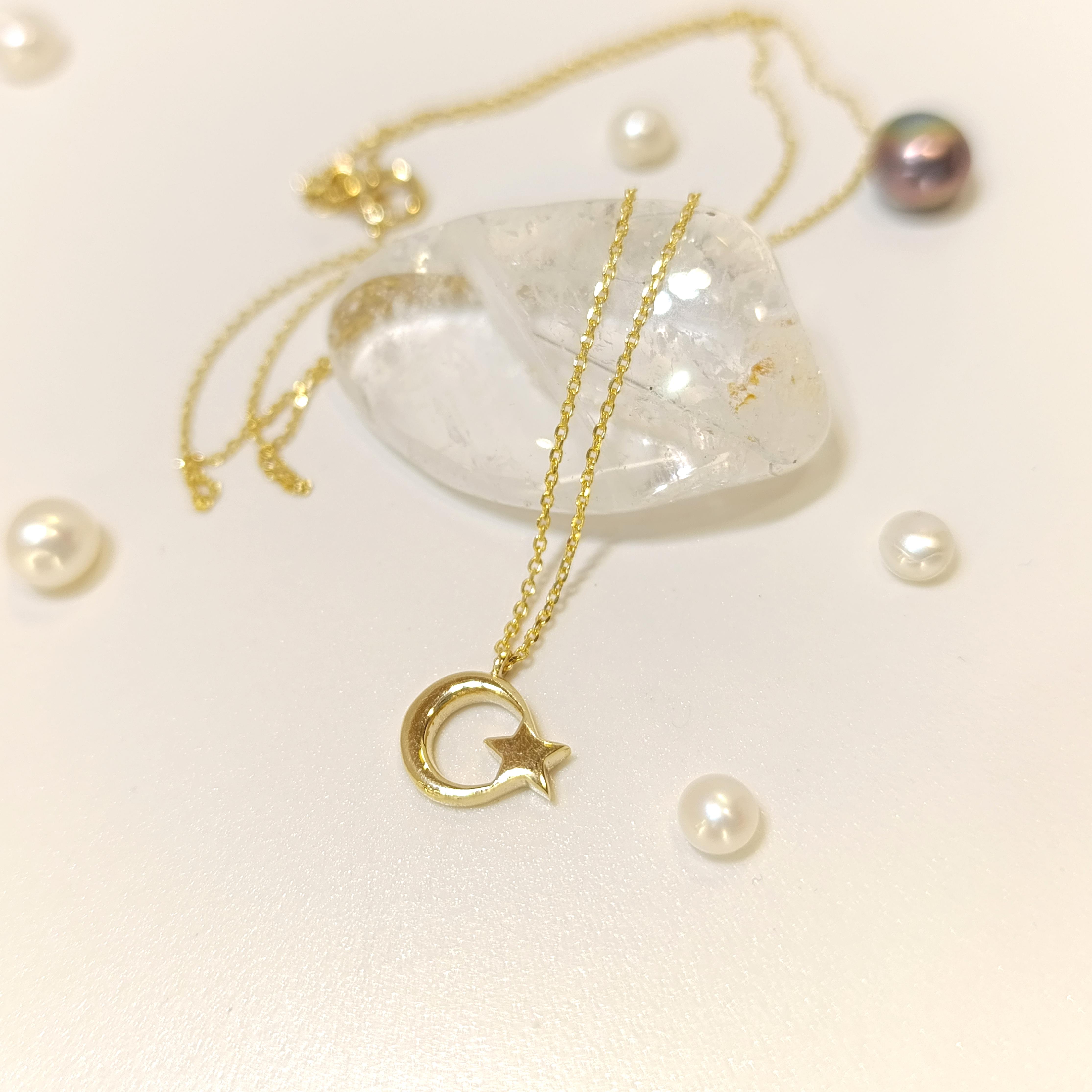 Ay Yıldız Kolye 14 Ayar Altın HD VİDEOLU