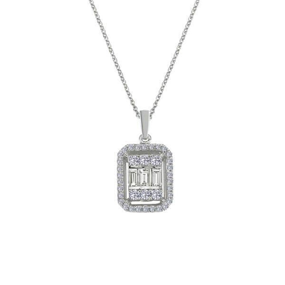 Baget 0,24ct Pırlanta Taşlı 2,21gr Kolye 14K Altın