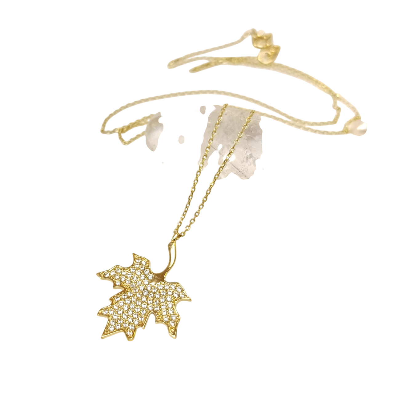 Çınar Yaprağı Kolye 14 Ayar Altın  HD VİDEOLU