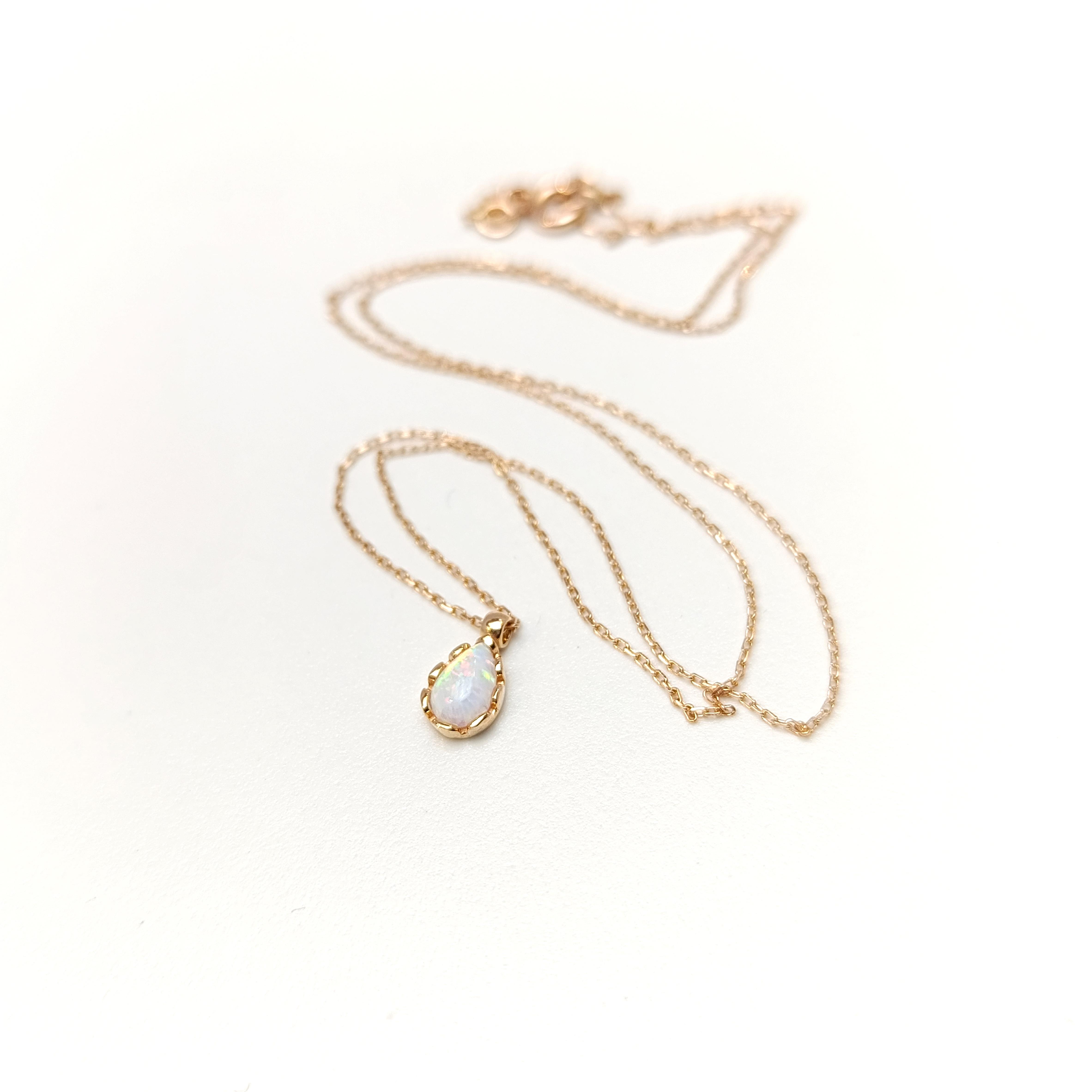 Damla Opal Taşlı Kolye 14 Ayar Altın HD VİDEOLU