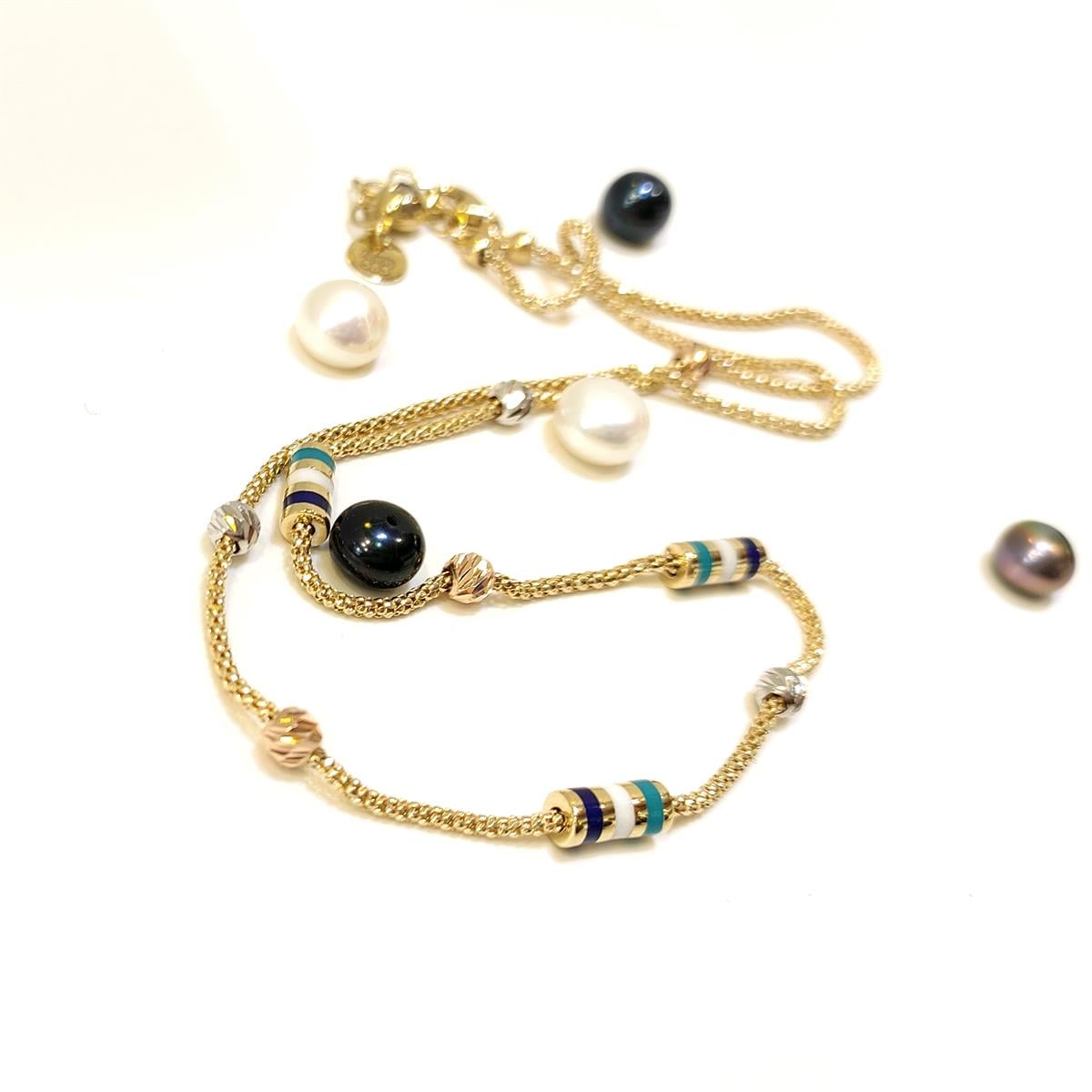 Dorika Toplu Mineli Popcorn Zincirli Kolye 14 Ayar Altın HD VİDEOLU