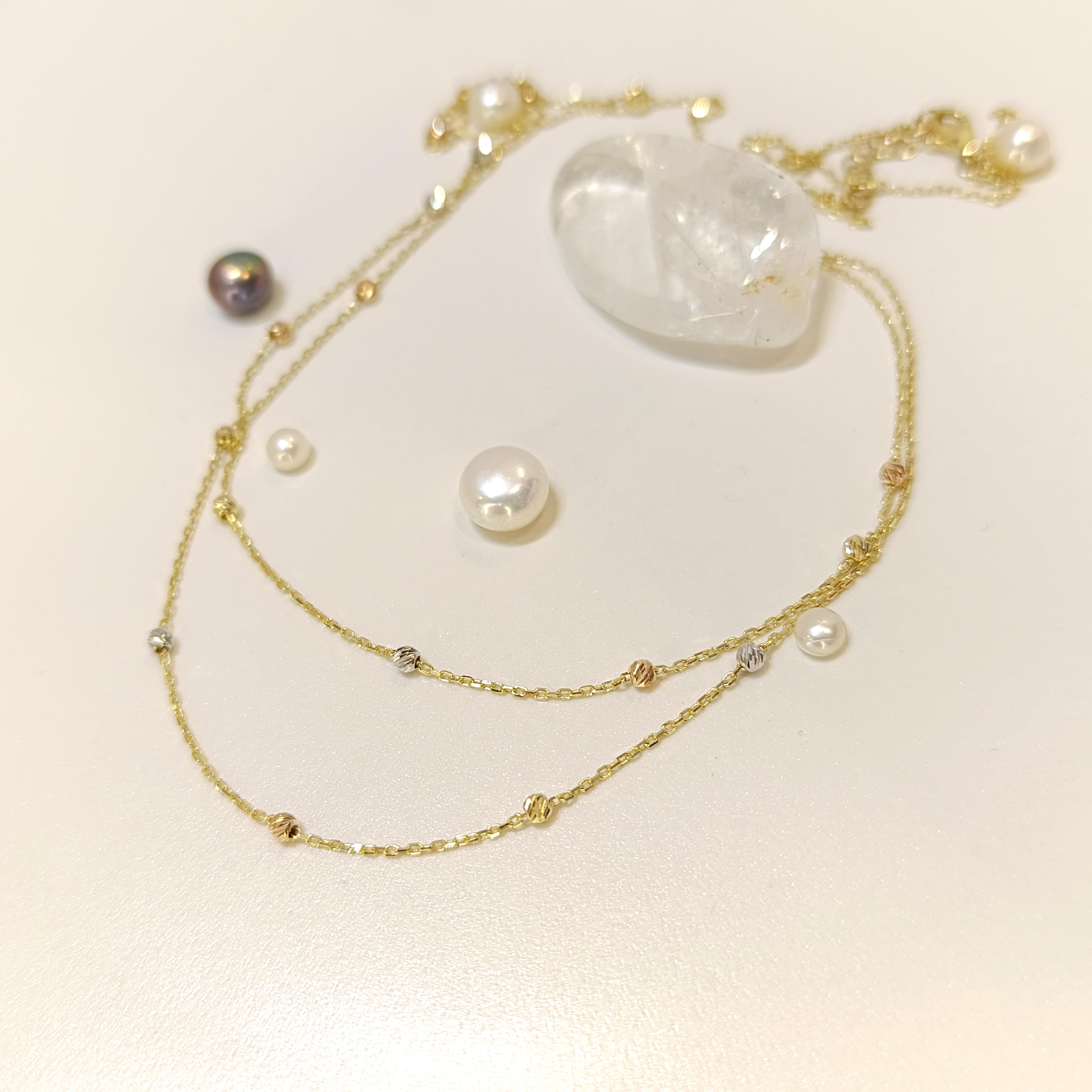 İki Sıralı Dorika Toplua Zincir Kolye 14 Ayar Altın HD VİDEOLU