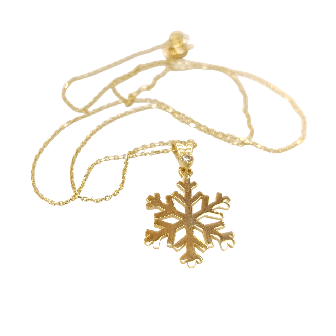 Kar Tanesi Kolye 14 Ayar Altın  HD VİDEOLU