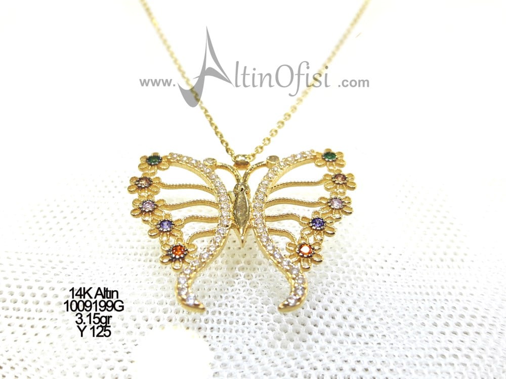 Kelebek Kolye 14 Ayar Altın