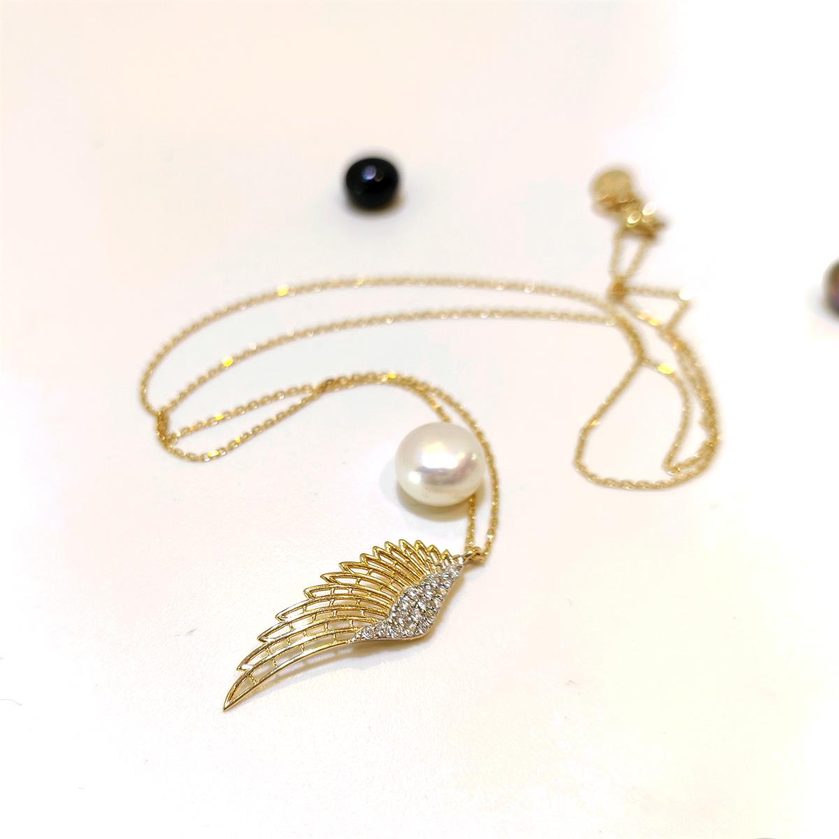 Melek Kanadı Kolye 14 Ayar Altın HD VİDEOLU