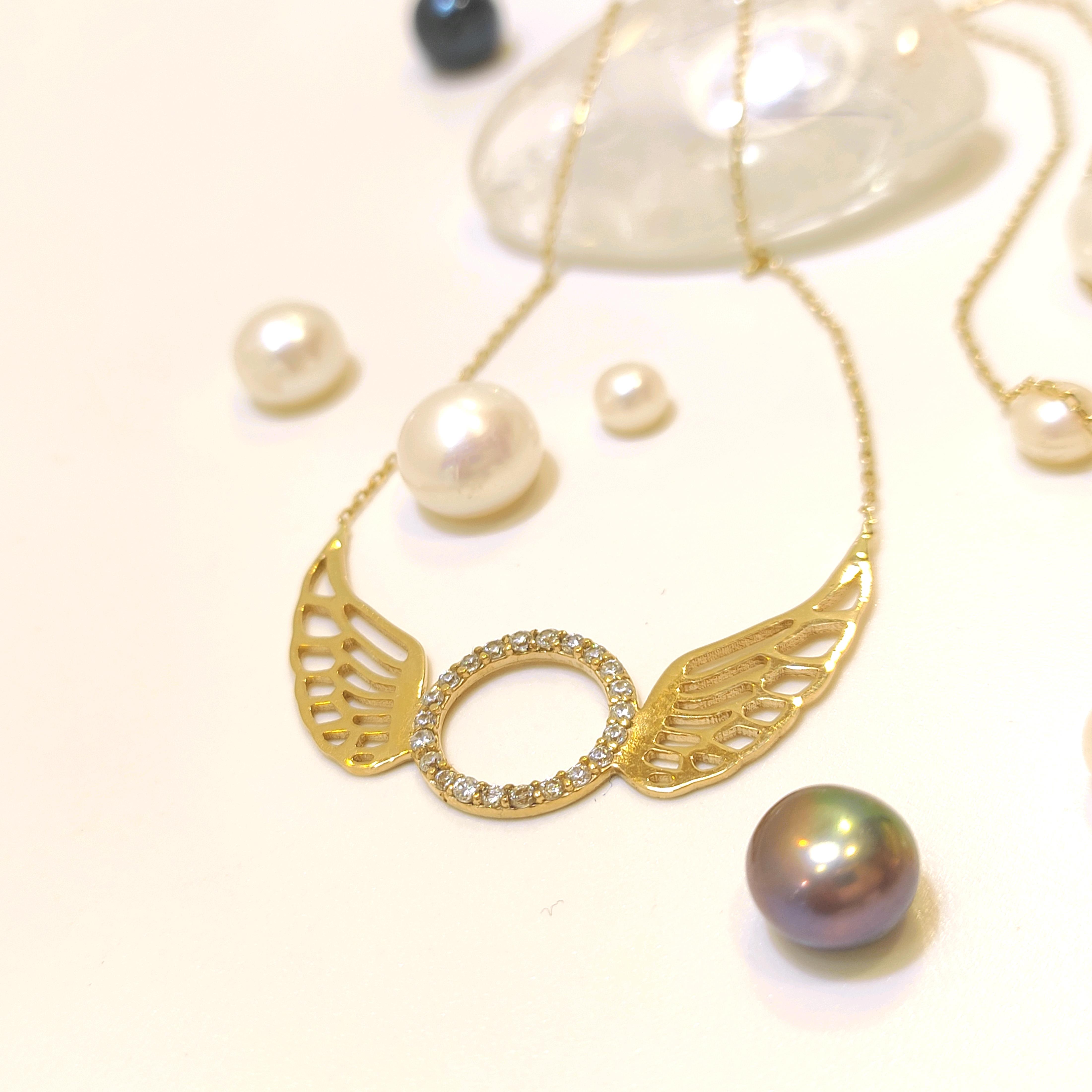 Melek Kanadı Kolye 14 Ayar Altın  HD VİDEOLU