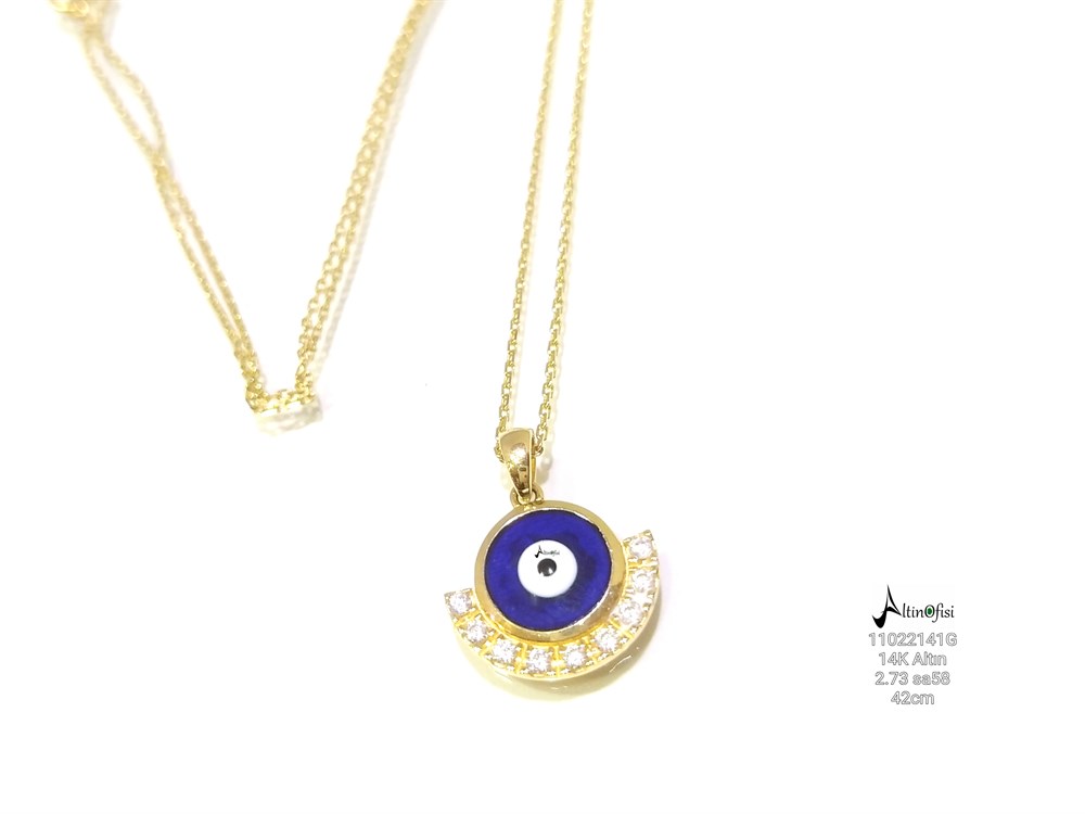 Mineli Göz Kolye 14 AyAr Altın
