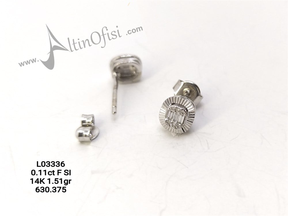 Pırlanta Baget Taşlı Küpe 0,11ct 14 ayar Altın