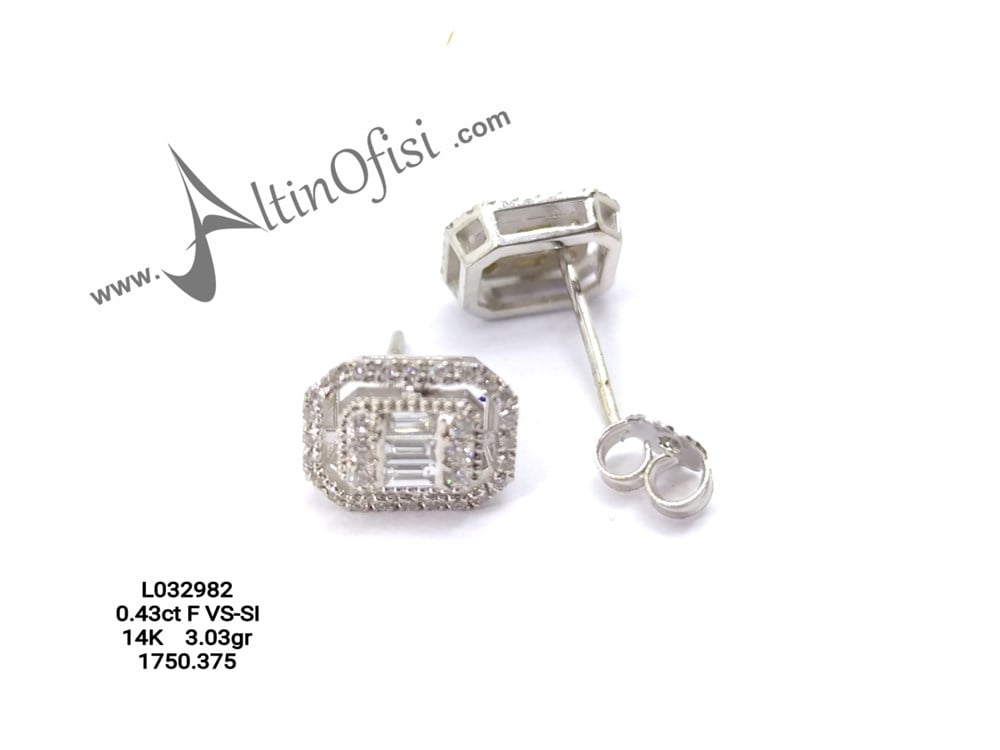 Pırlanta Baget Taşlı Küpe 0,33ct 14 ayar Altın