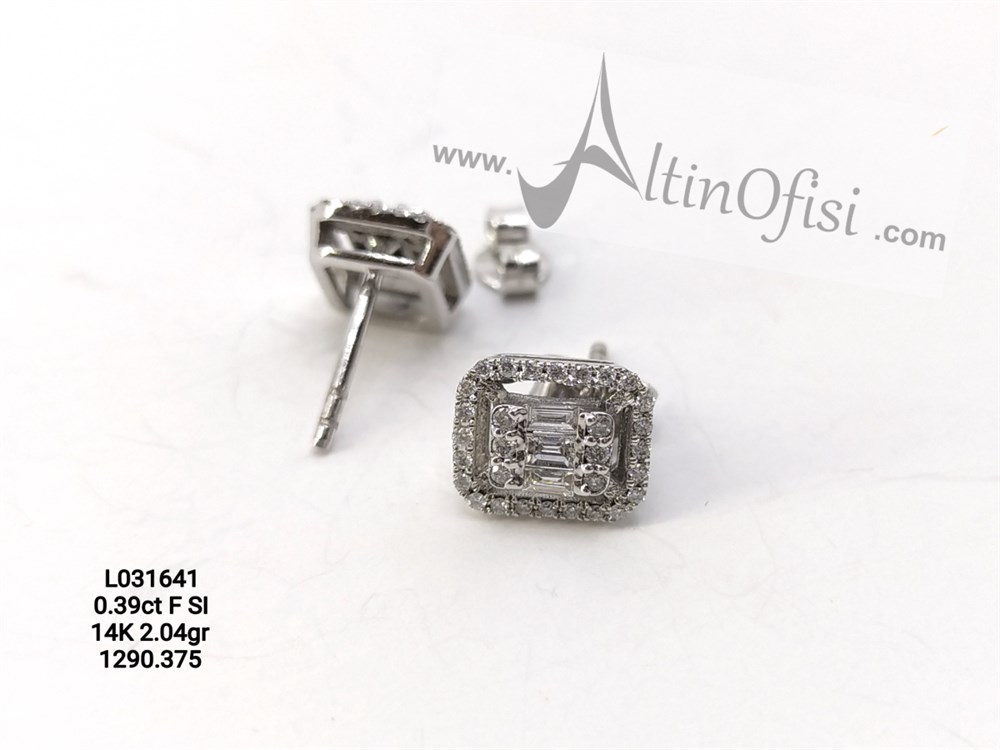 Pırlanta Baget Taşlı Küpe 0,39ct 14 ayar Altın