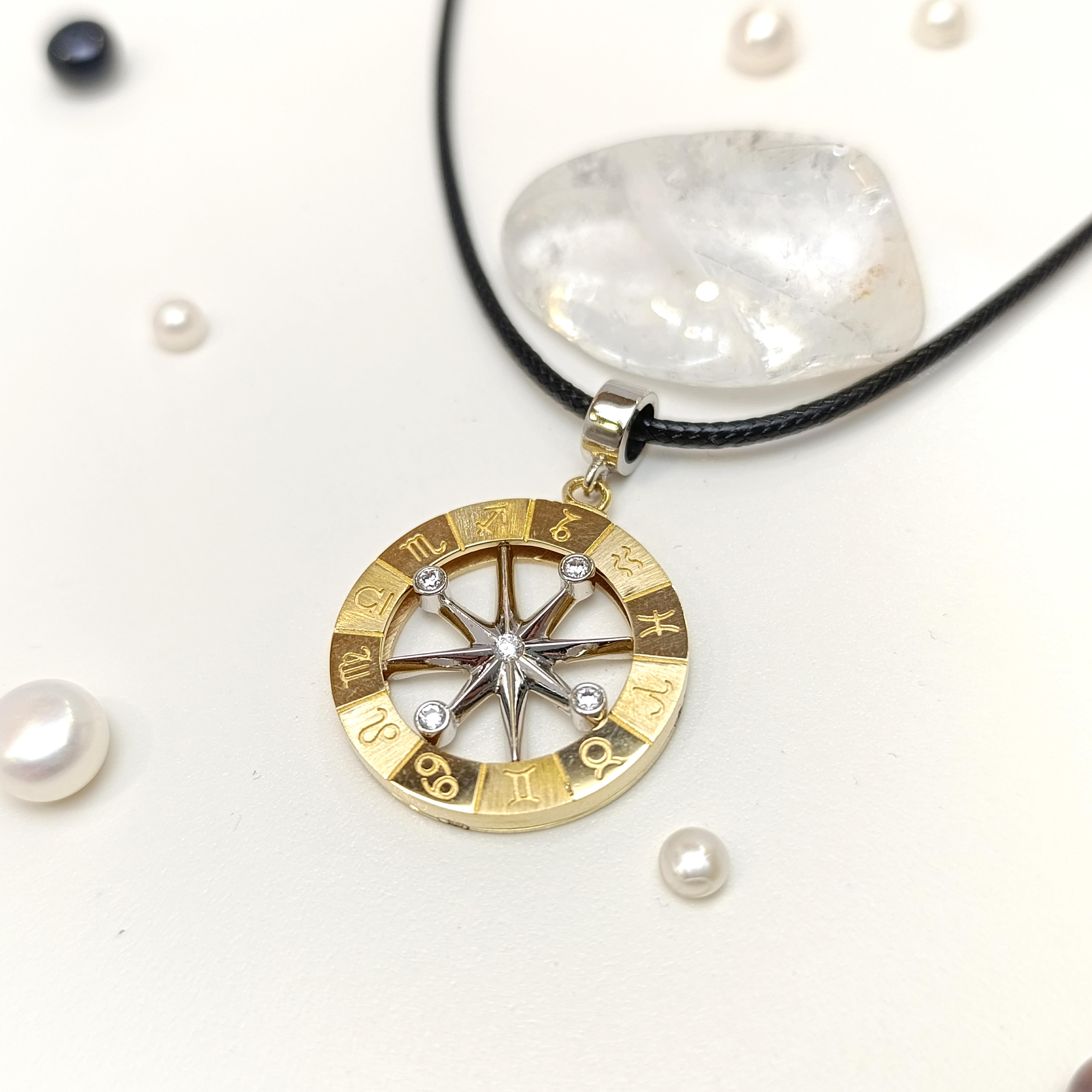 Pusula ve Burçlar Kolye 14 Ayar Altın HD VİDEOLU