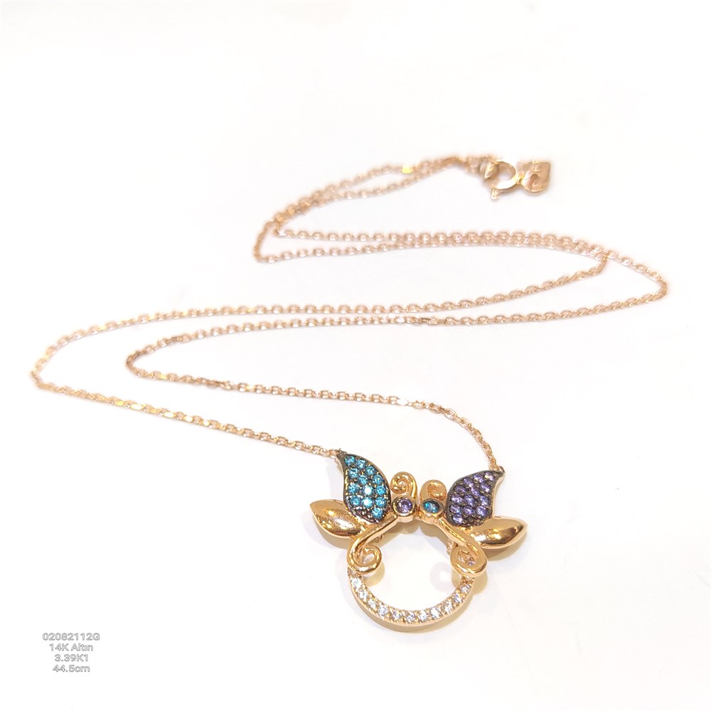 Renkli Kolye 14 Ayar Altın