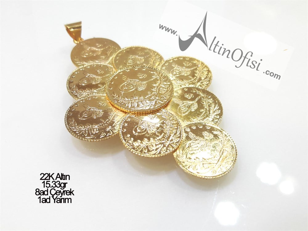 Reşat Çeyrekli Karo Kolye 22 Ayar Altın