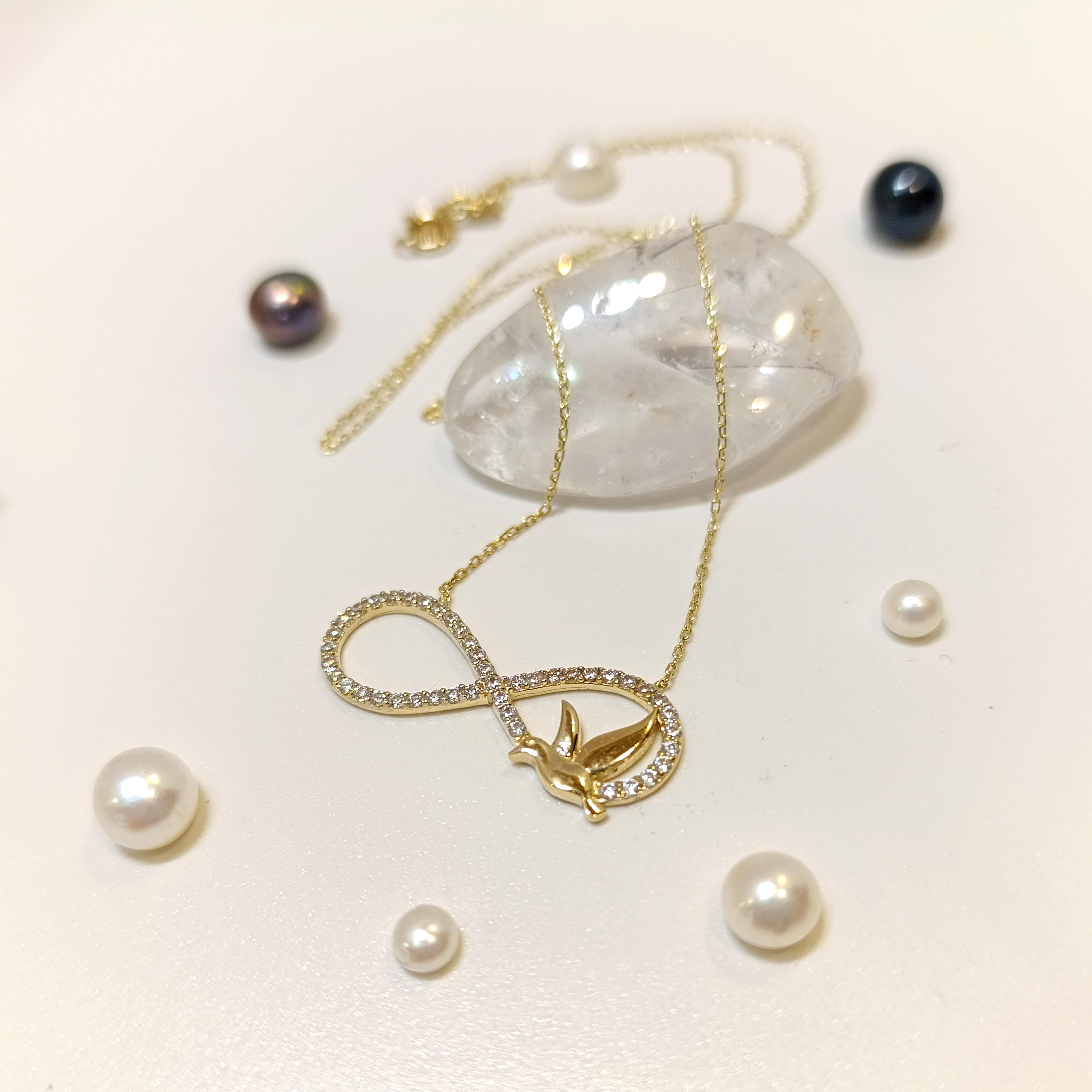 Sonsuzluk Kolye 14 Ayar Altın HD VİDEOLU