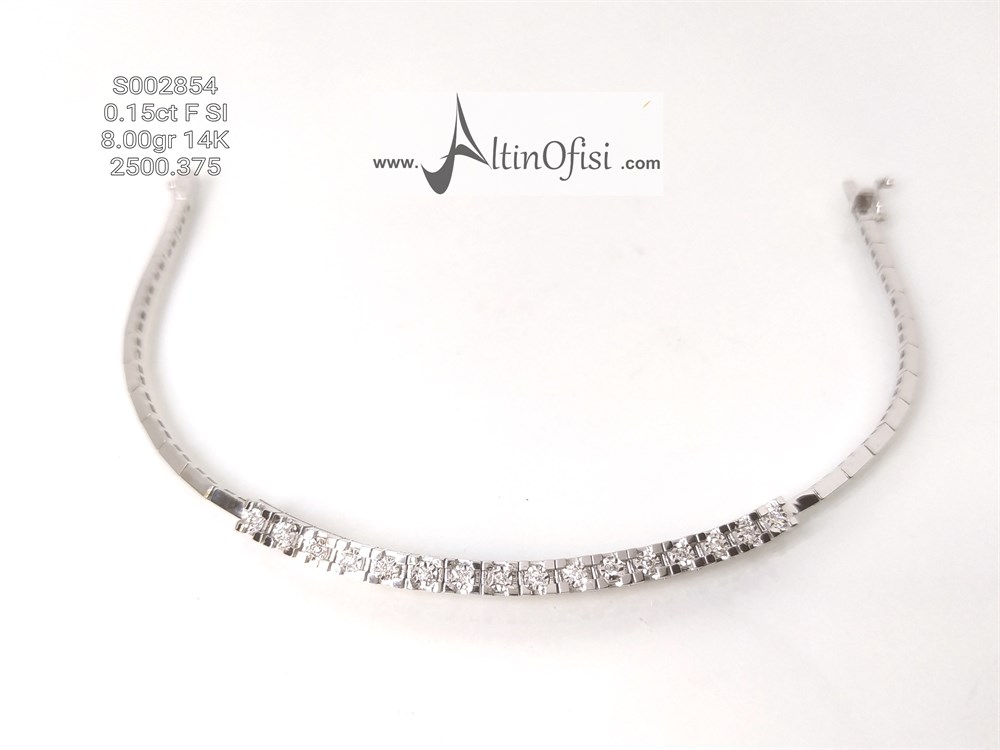 Suyolu Pırlanta Taşlı Bileklik 14K Altın