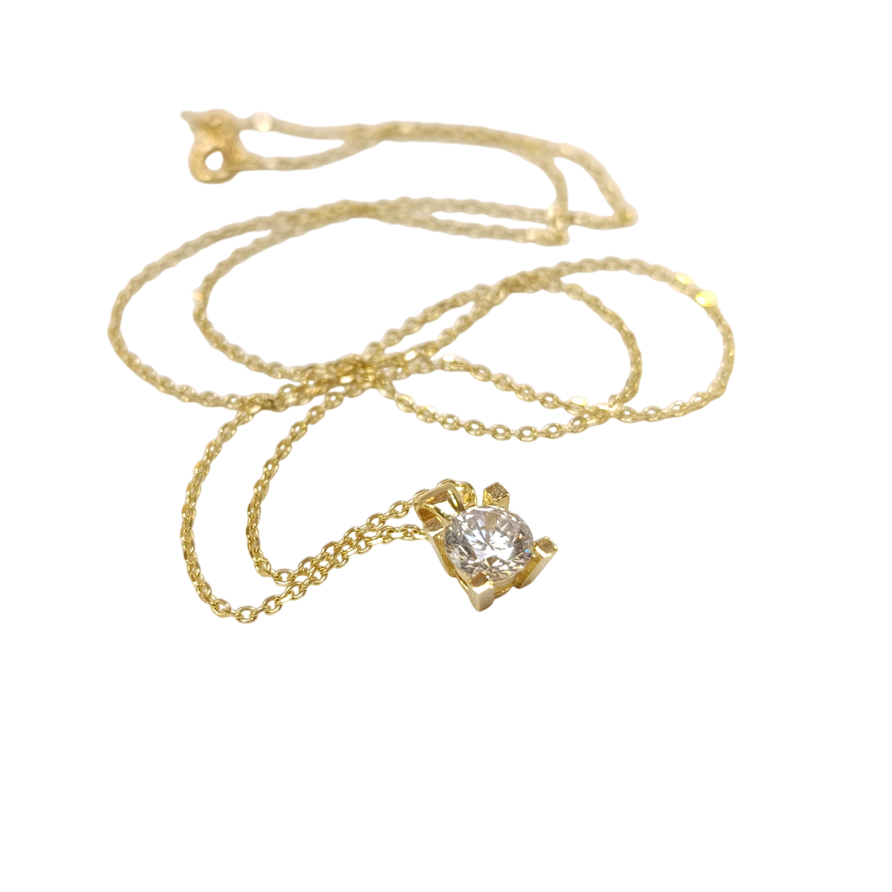 Tek Taş Kolye 14 Ayar Altın HD VİDEOLU