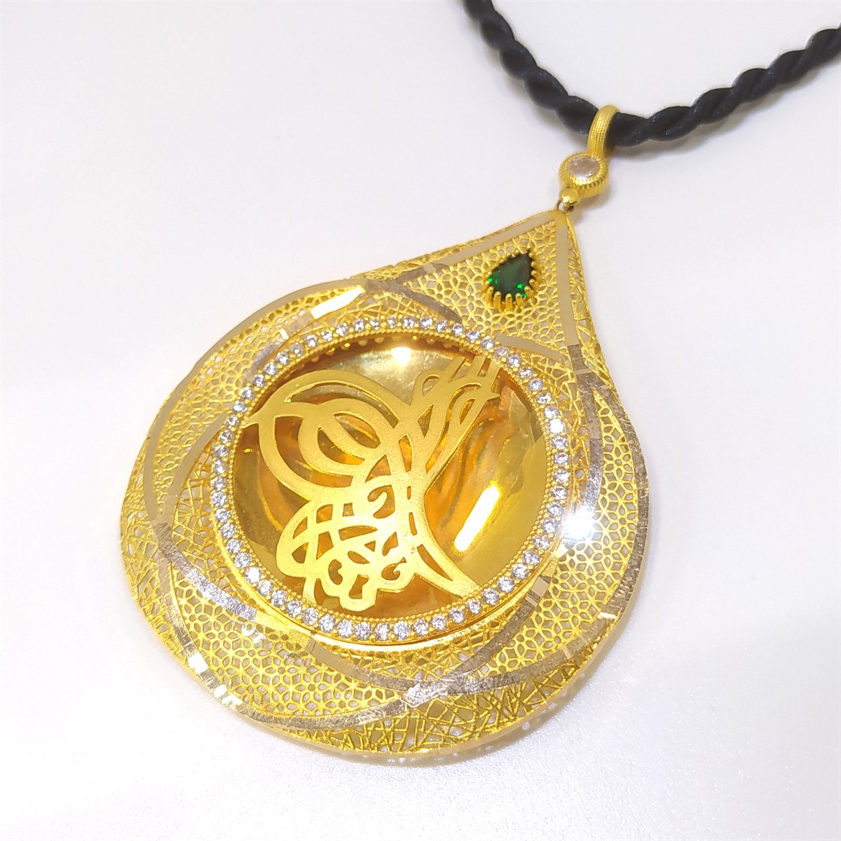 Tuğralı Mega Extra Büyük Boy Kolye 14 Ayar Altın 