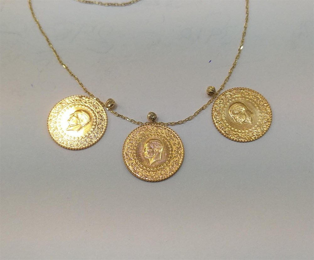 3 adet çeyrek altınlı 14 ayar altın forse zincirli kolye ÖZEL SİPARİŞ