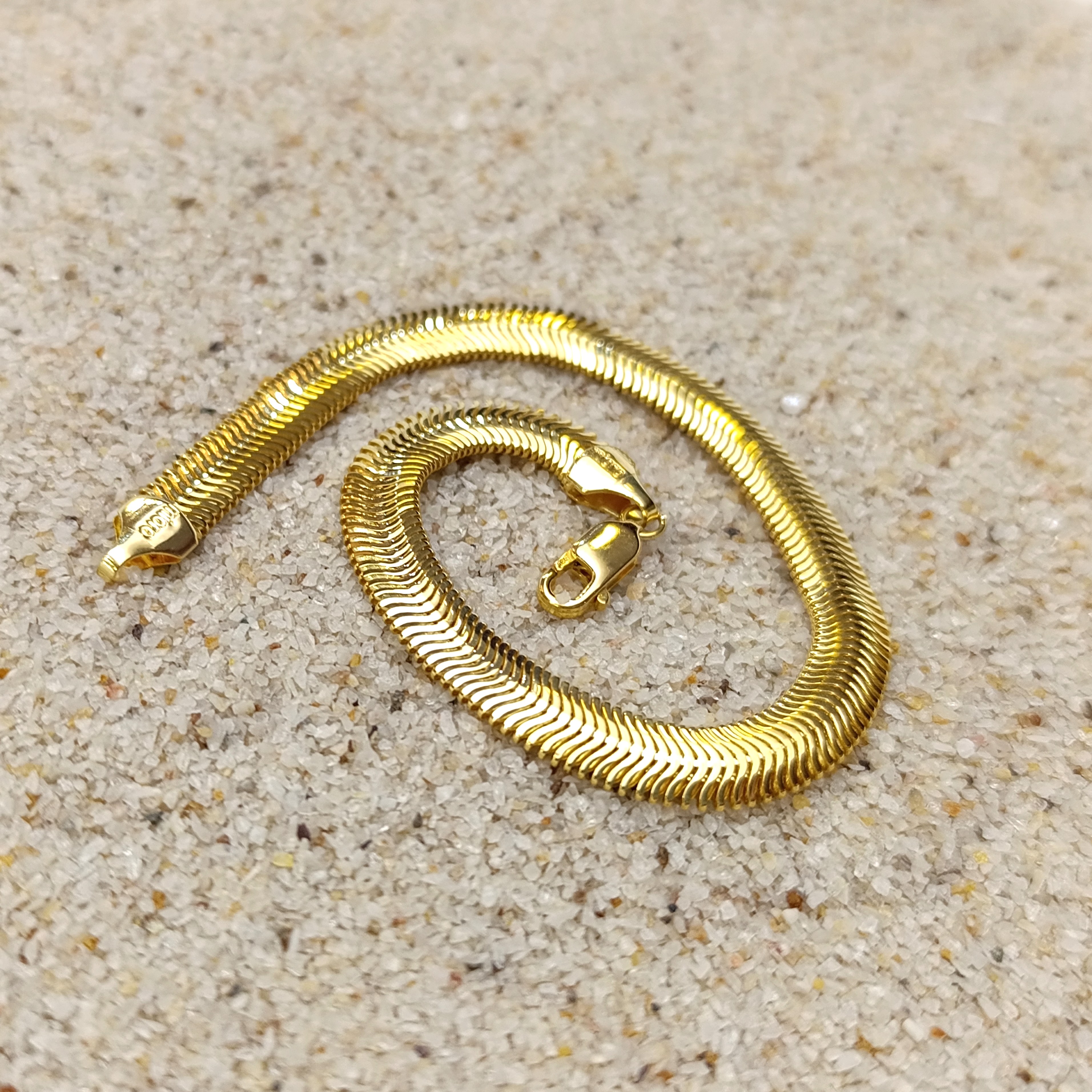6.3mm Balık Sırtı Bileklik Künye 14 Ayar Altın HD VİDEOLU
