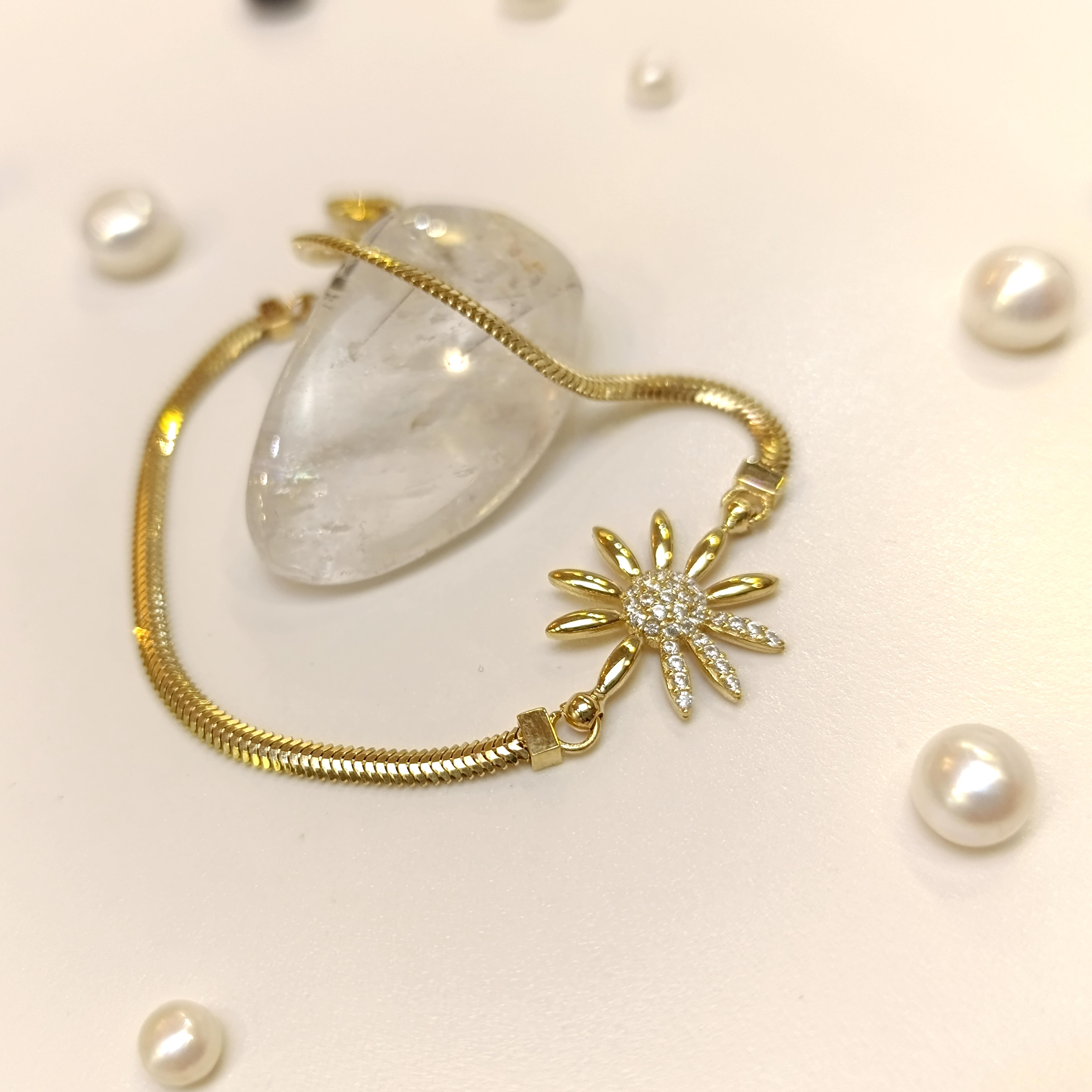 Ay Çiçeği Bileklik Künye 14 Ayar Altın HD VİDEOLU