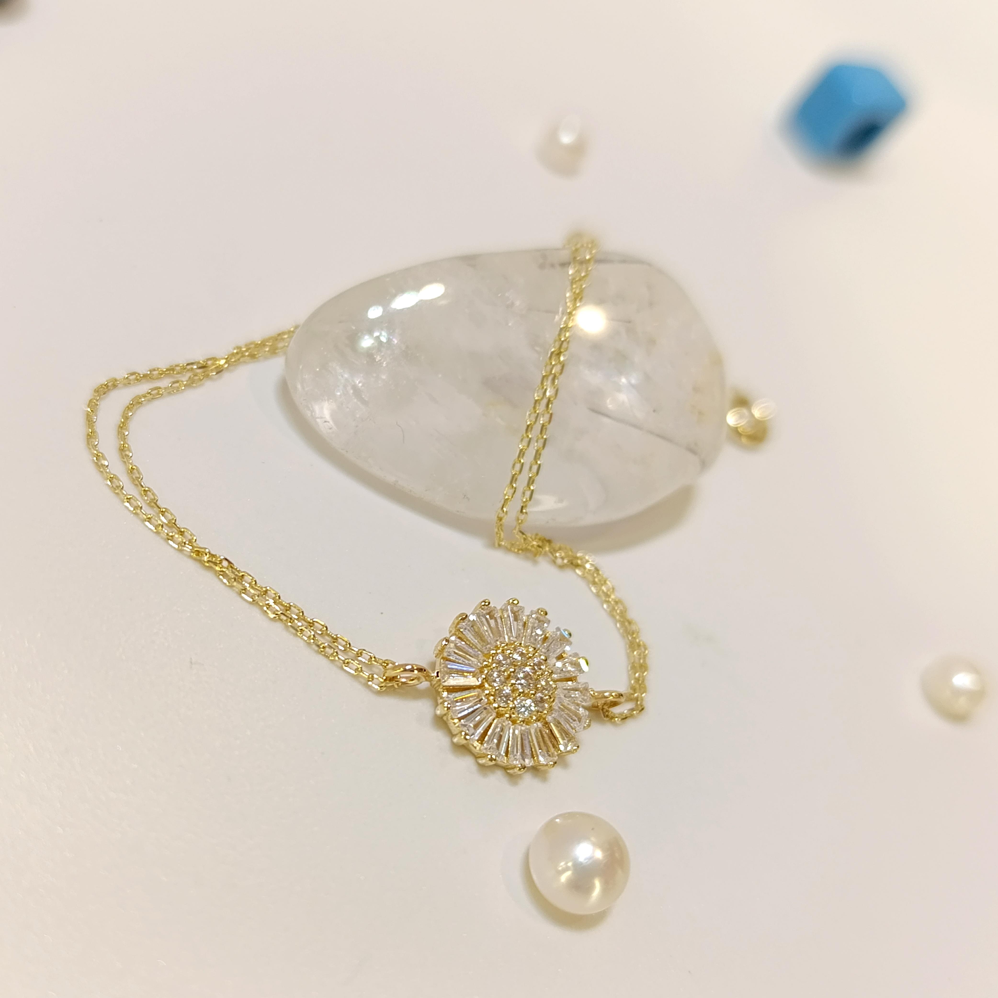 Baget Taşlı Güneş Bileklik Künye 14 Ayar Altın HD VİDEOLU