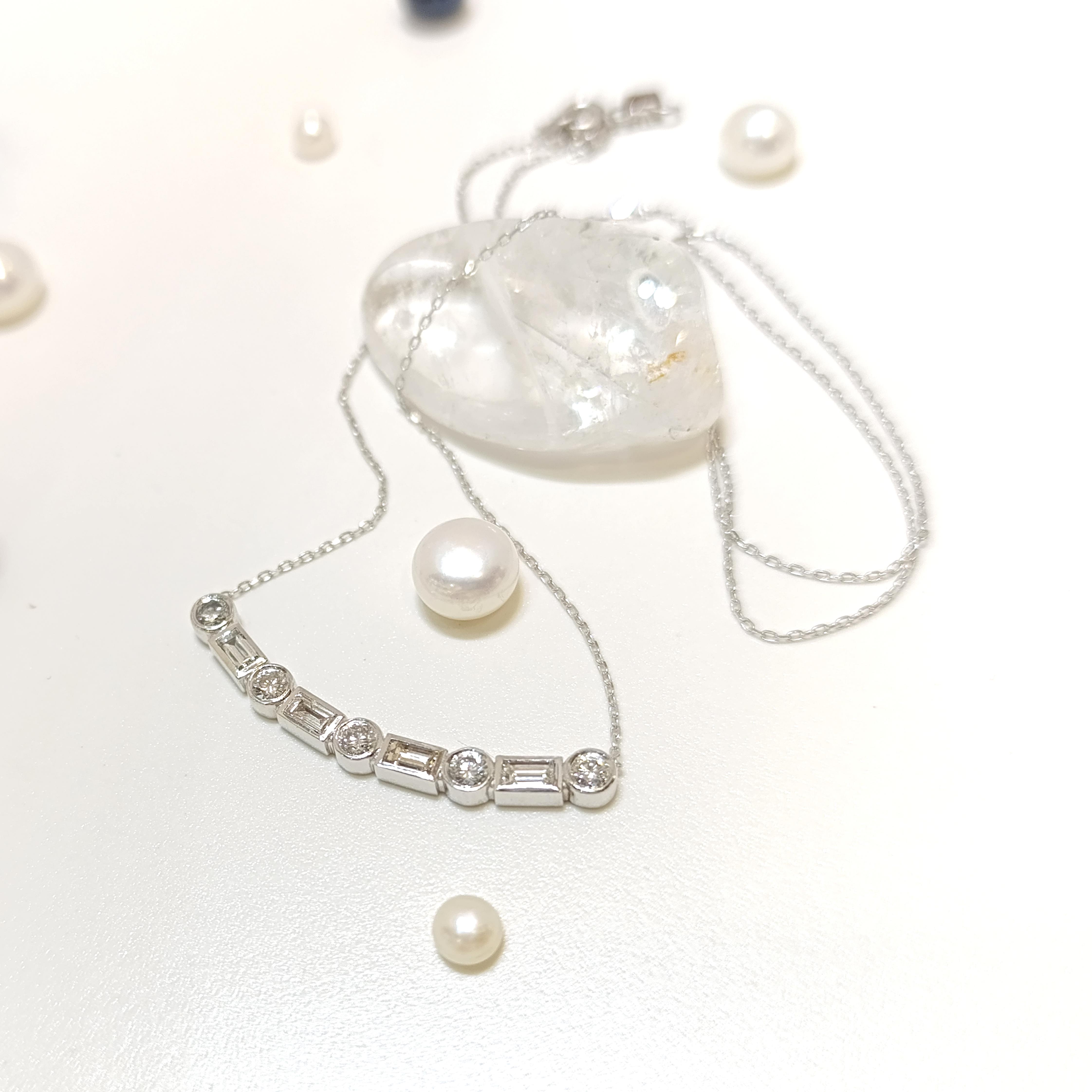 Baget Taşlı Su Yolu Pırlanta Kolye 14 Ayar Altın HD VİDEOLU