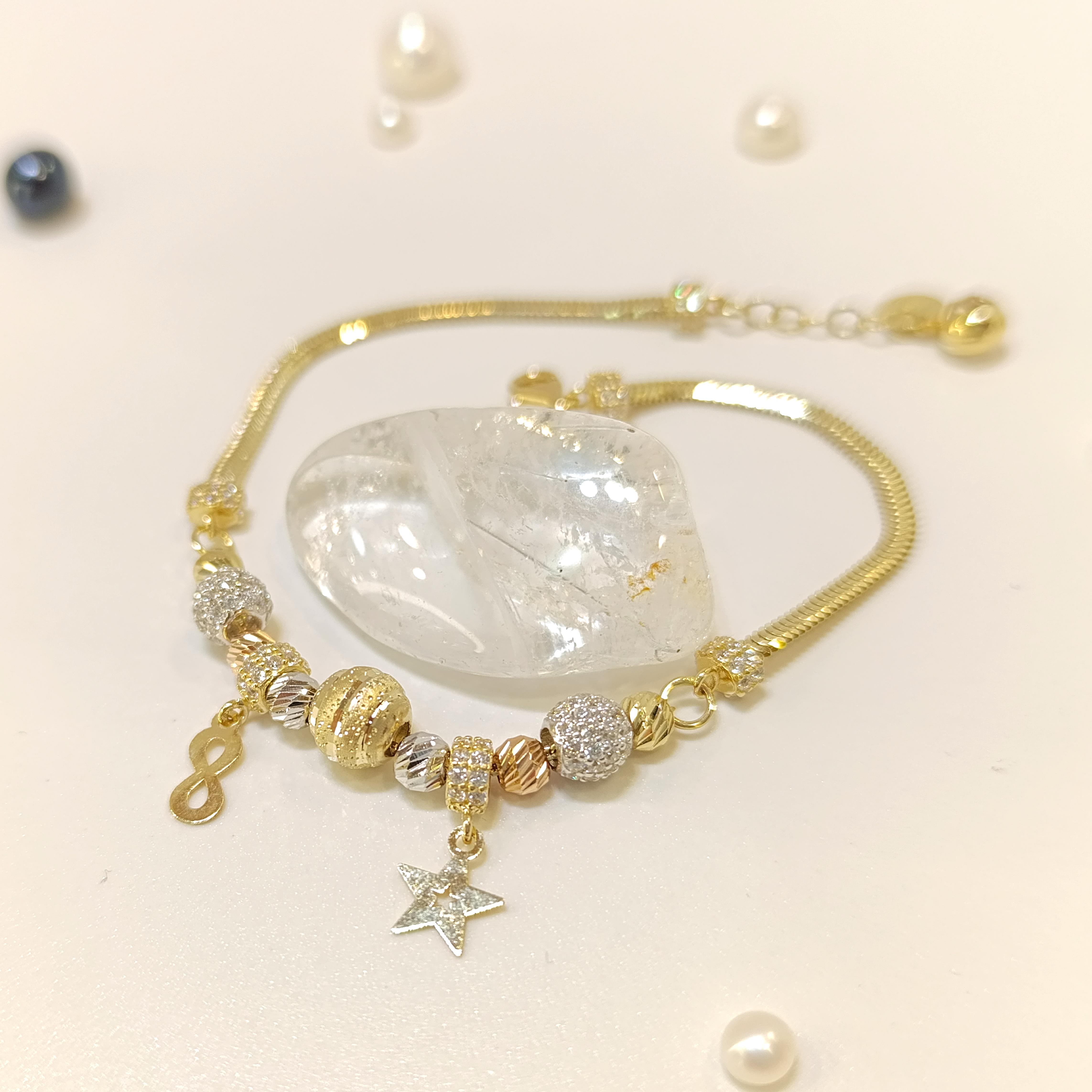 Charm Şans Dorika Toplu Bileklik Künye 14 Ayar Altın HD VİDEOLU