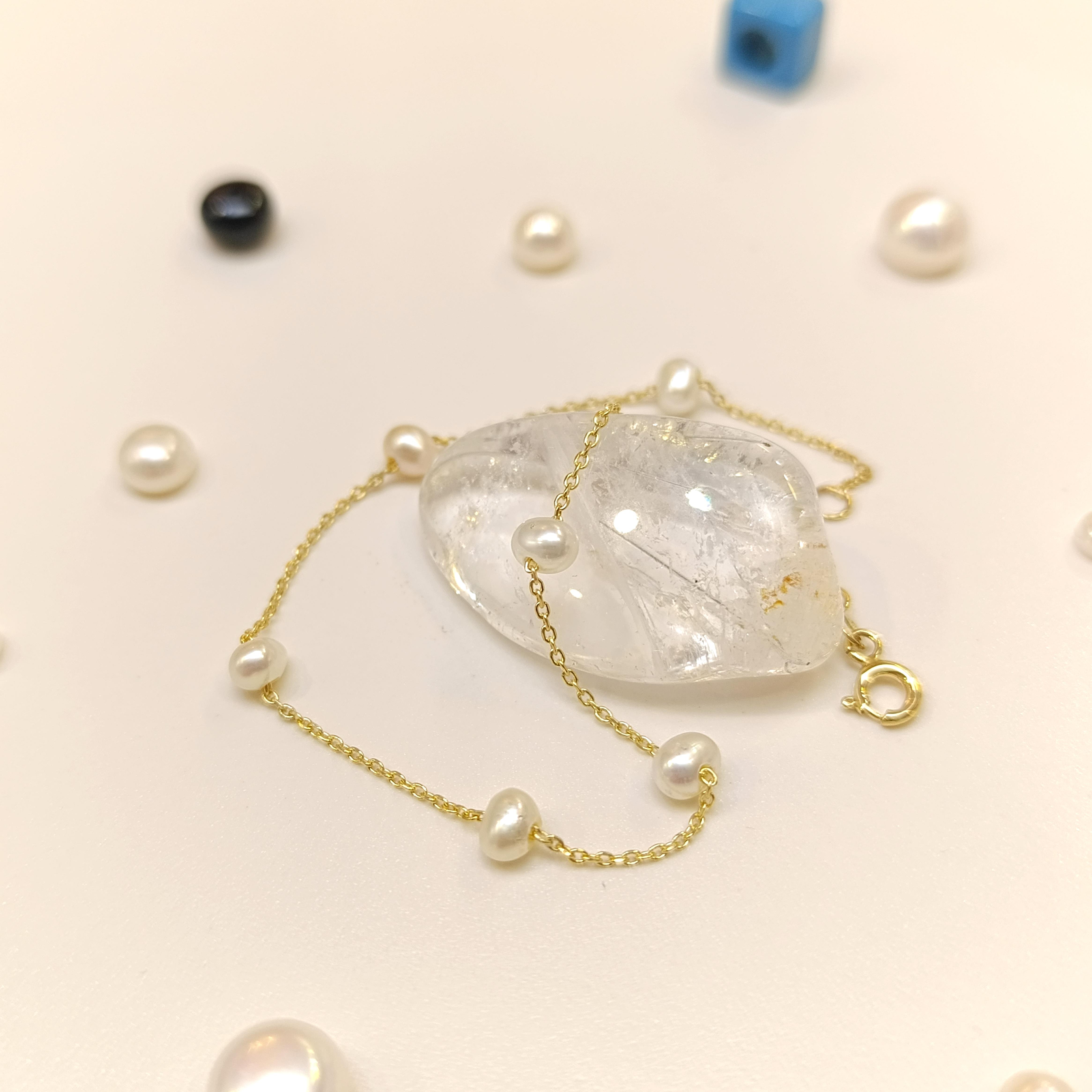 İnci Bileklik Künye 14 Ayar Altın HD VİDEOLU