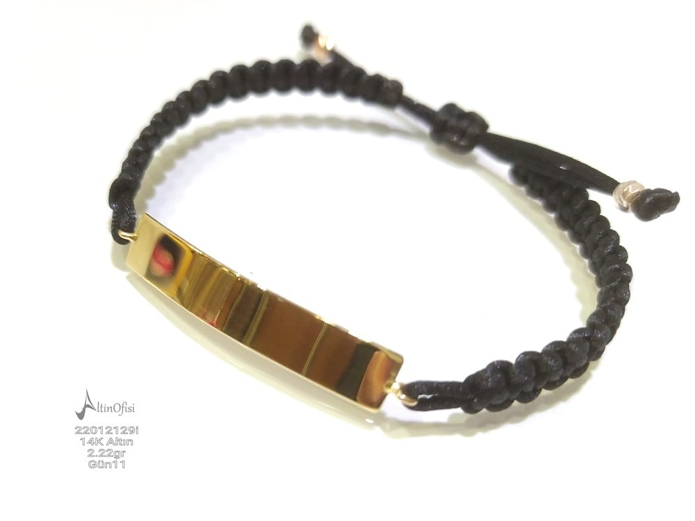 İsim Yazılabilir Makrome Bileklik 14 Ayar Altın